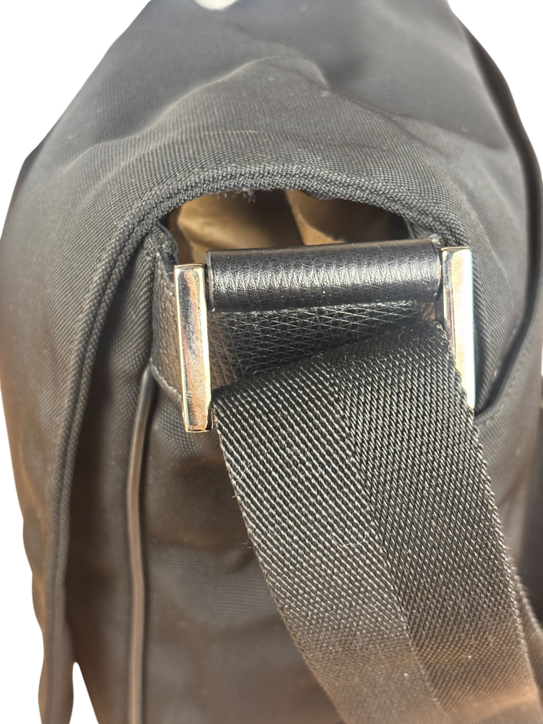 Gucci Black Canvas Flap Messenger Bag