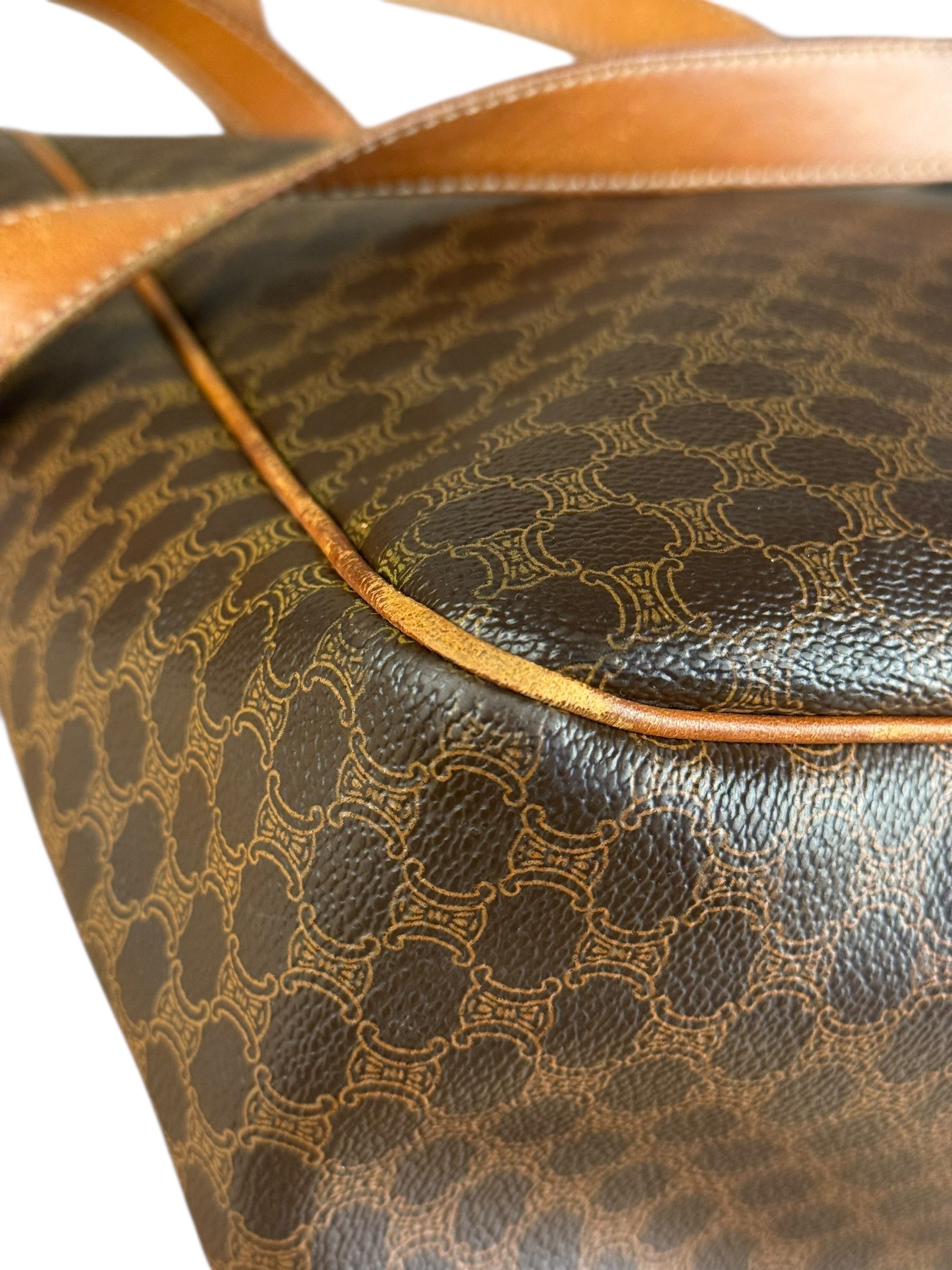 Celine Vintage Macadam Canvas Shoulder Tote