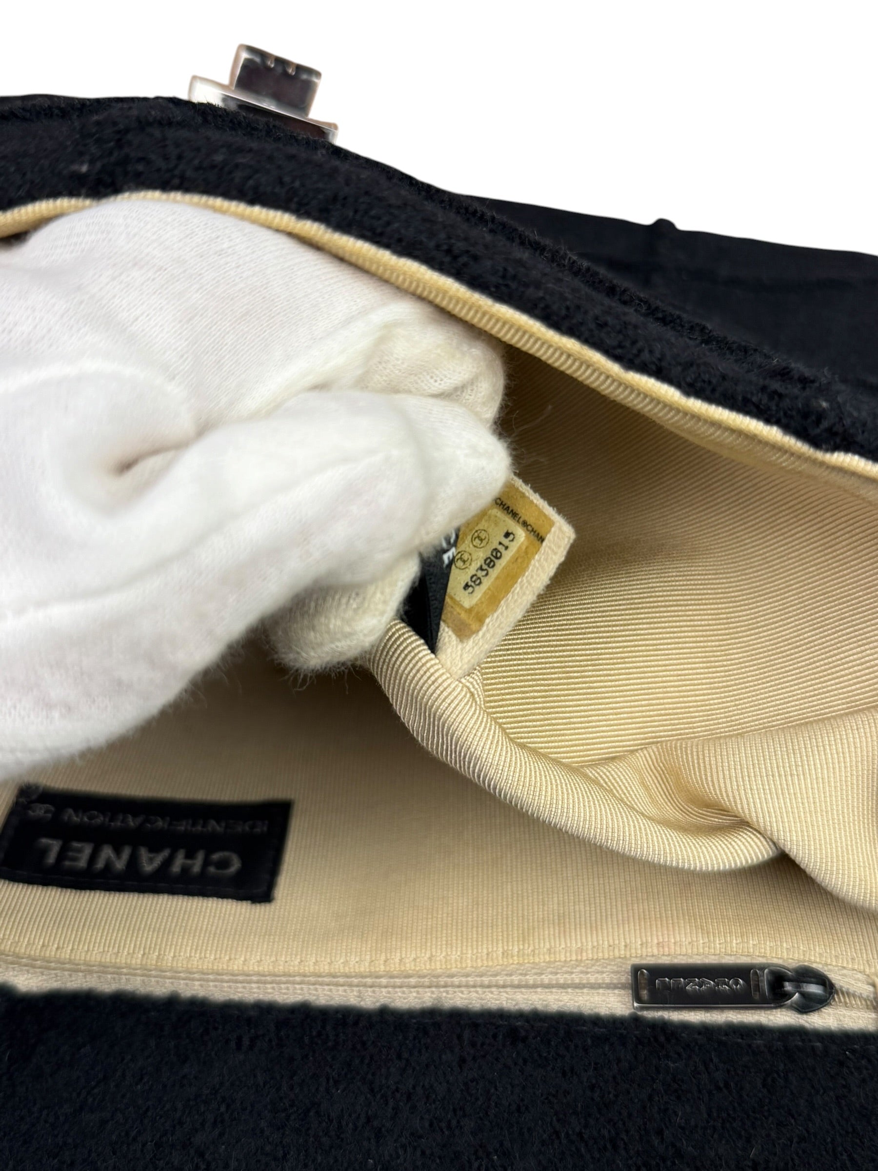 Chanel Black Wool Quilted 2.55 Chain Flap Bag '97-'99