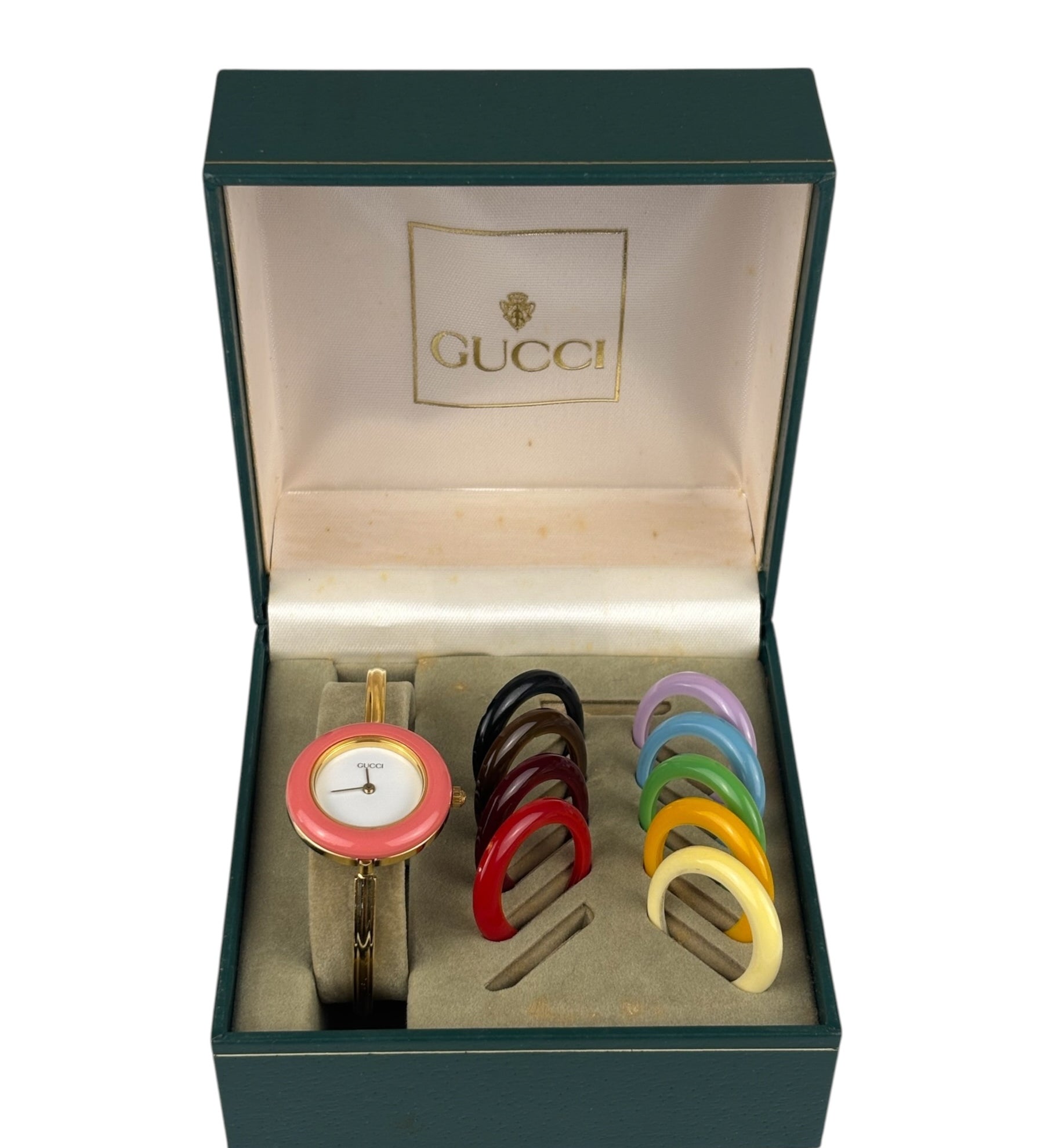 Gucci Vintage Gold-Toned Bangle Interchangeable Bezel Rings Watch