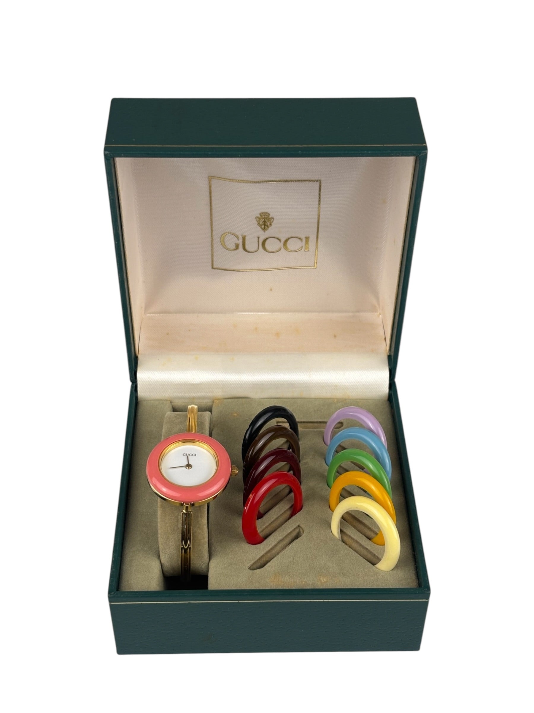 Gucci Vintage Gold-Toned Bangle Interchangeable Bezel Rings Watch
