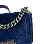 Chanel Blue Velvet Quilted Mini Boy Bag 2012