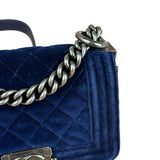 Chanel Blue Velvet Quilted Mini Boy Bag 2012