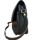 Burberry Vintage Black Pebbled Leather Crossbody Flap Bag