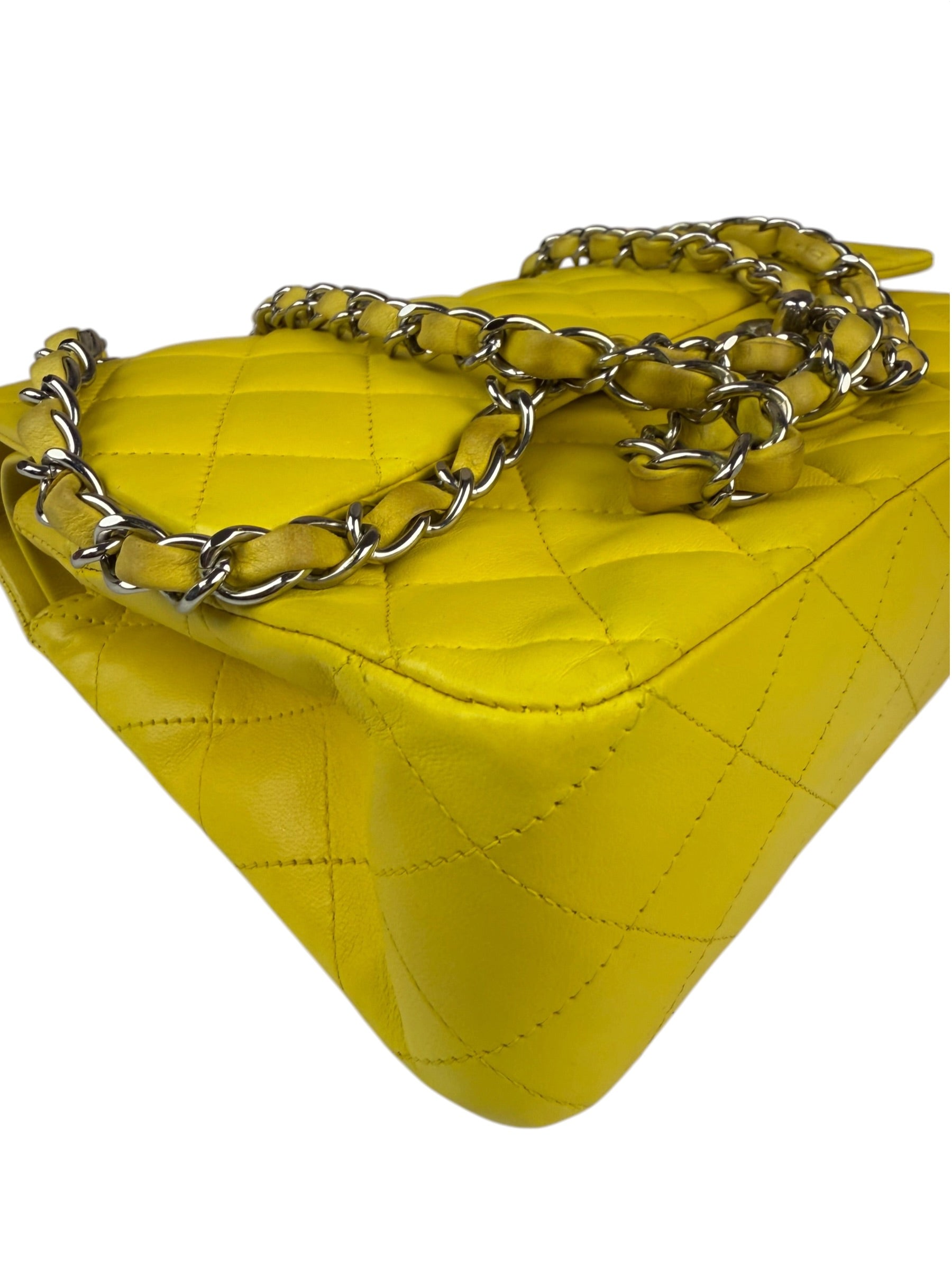 Chanel Yellow Quilted Lambskin Double Flap Bag 2009