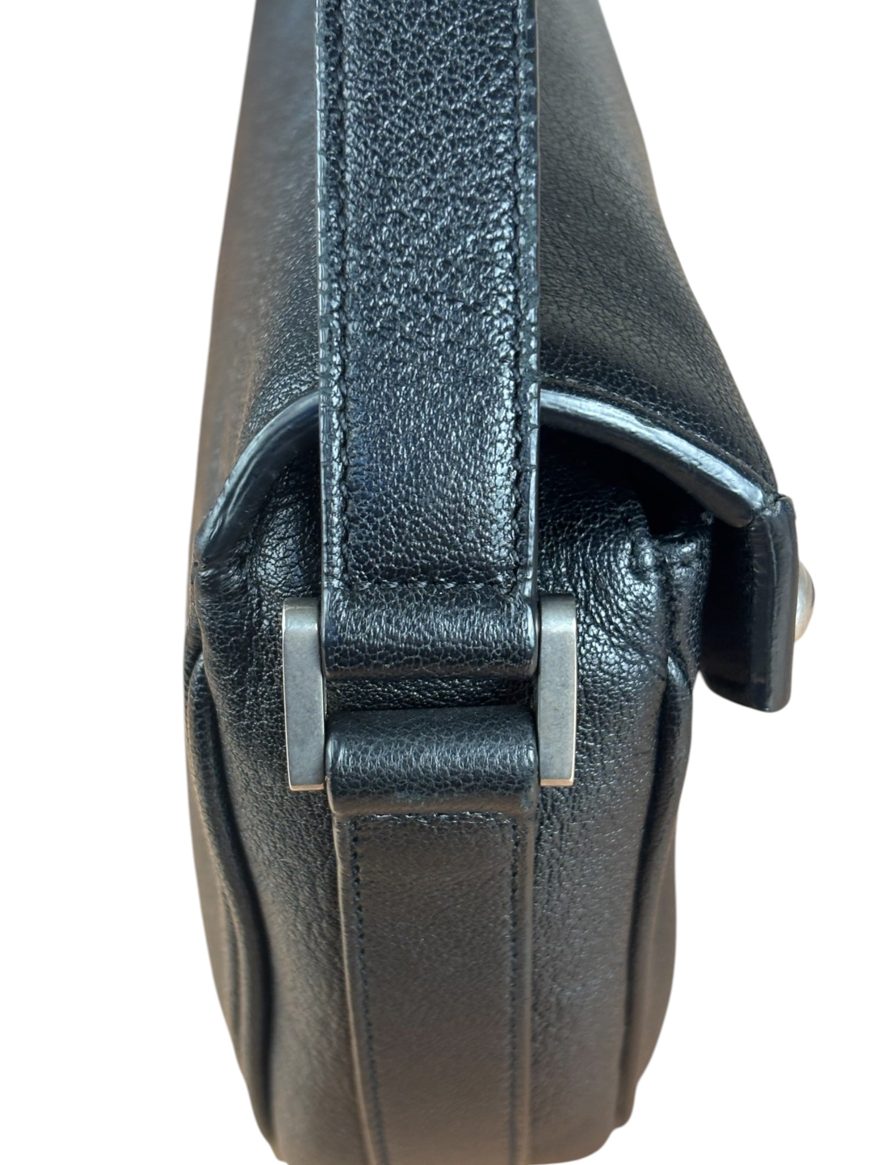 Saint Laurent Black Leather Y Studded Flap Crossbody