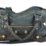 Balenciaga Black Leather Giant Gold City Two-Way Bag 21