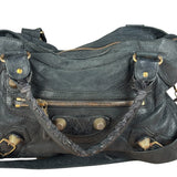 Balenciaga Black Leather Giant Gold City Two-Way Bag 21