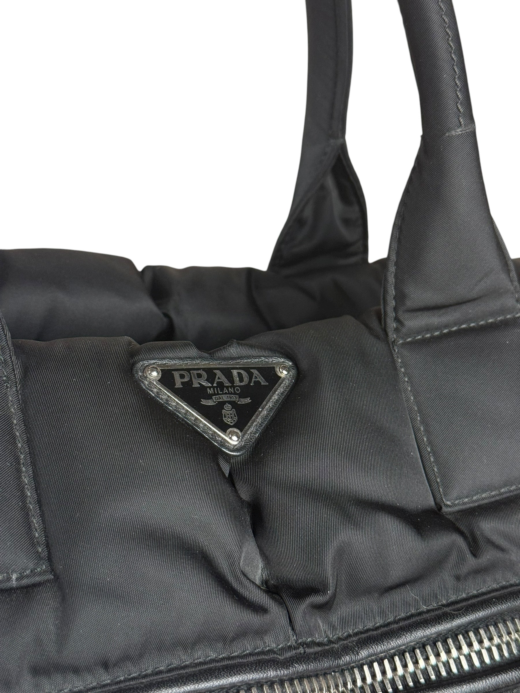 Prada Black Quilt Bomber Duffle Bag
