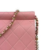 Chanel Pink Quilted Leather Pearl Chain Flap Bag 2019