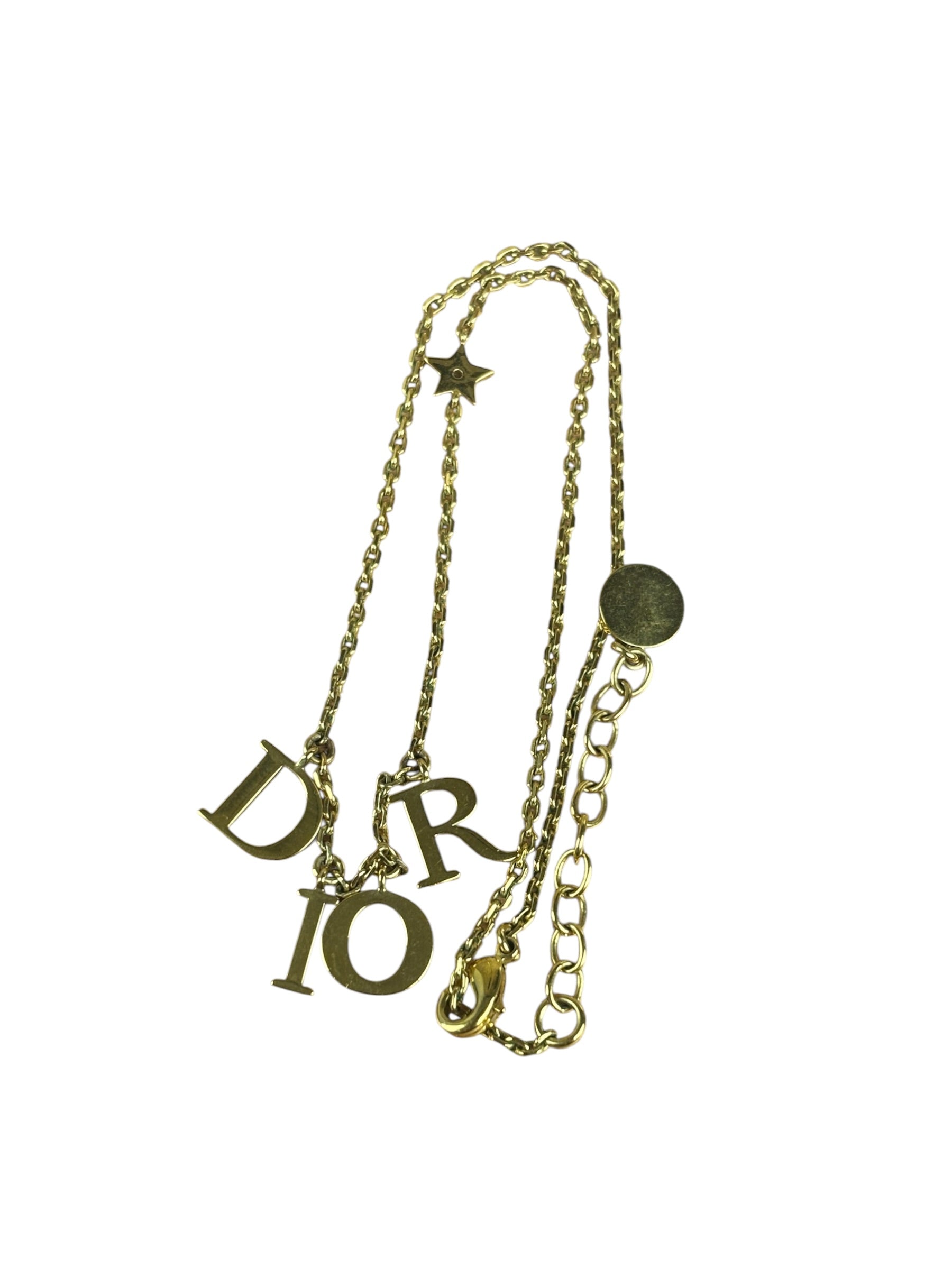Christian Dior Dior Letter Charm/Pave O Star Necklace