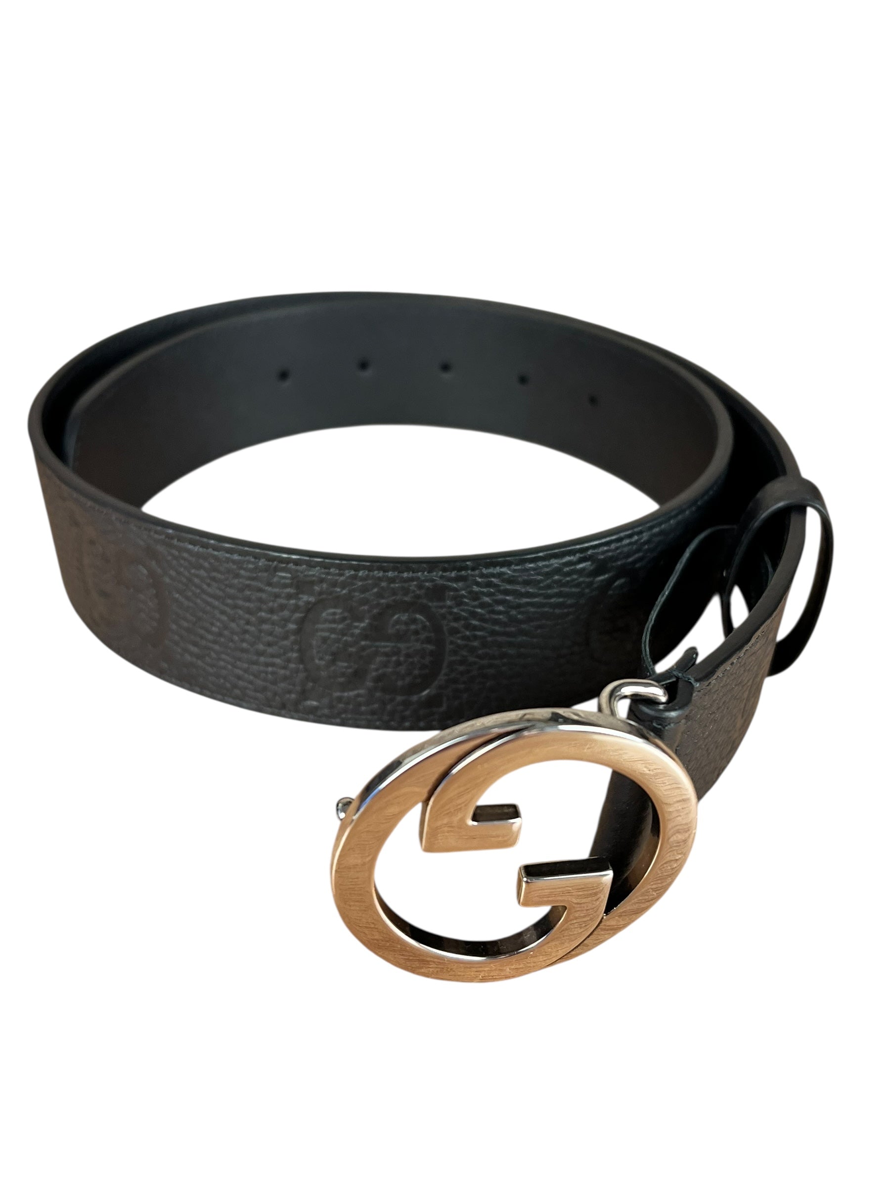 Gucci Black Monogram GG Belt