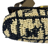Fendi Black Raffia Zucca Shoulder Baguette