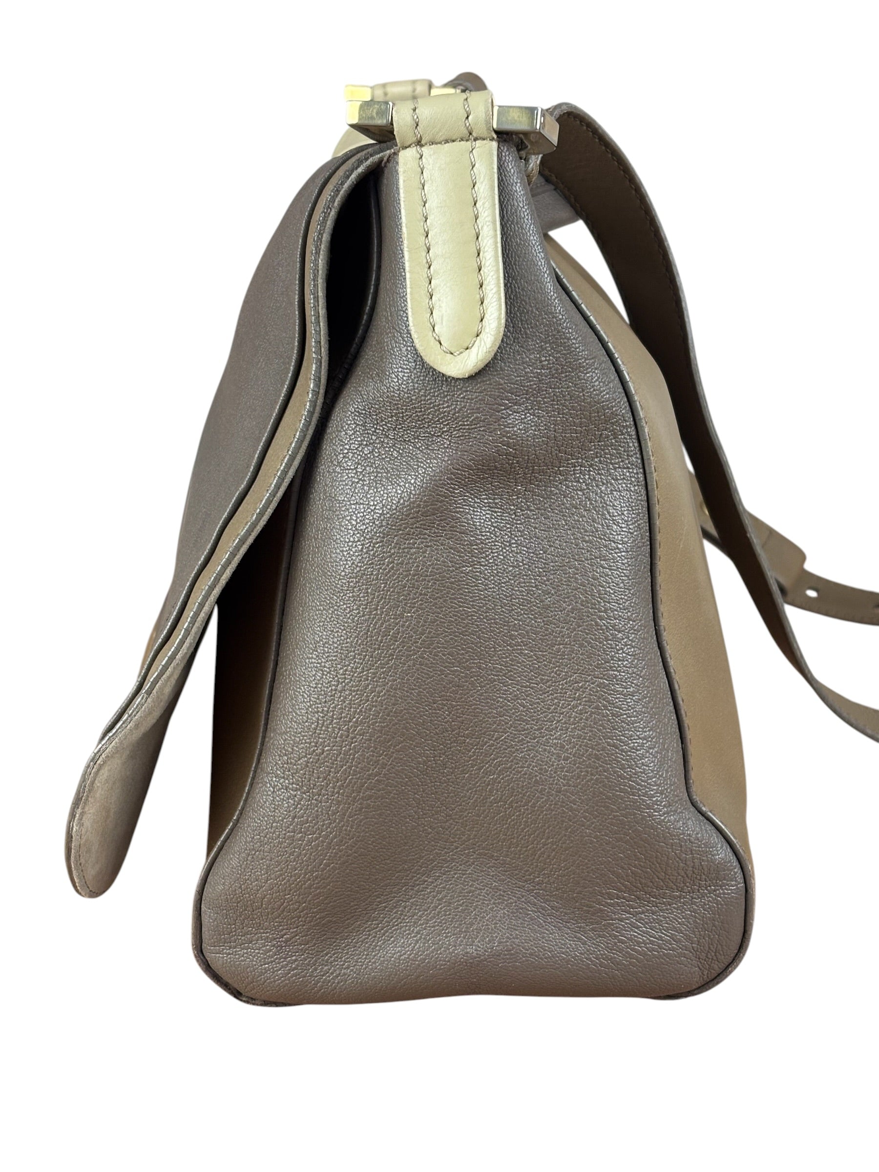 Fendi Colorblock Leather Two-Way Flap Bag