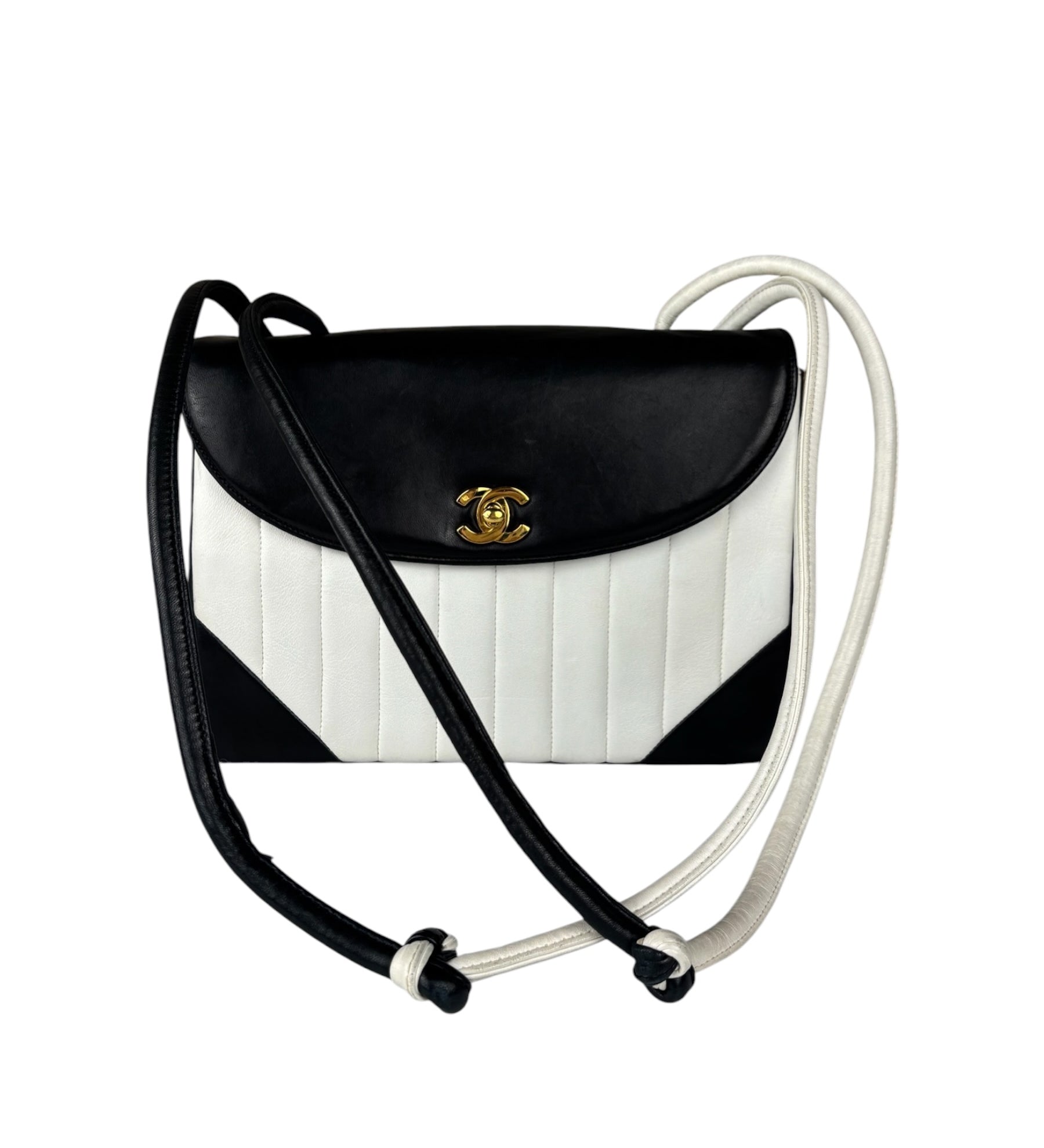 Chanel Black/White Leather Shoulder/Tote Bag 2017