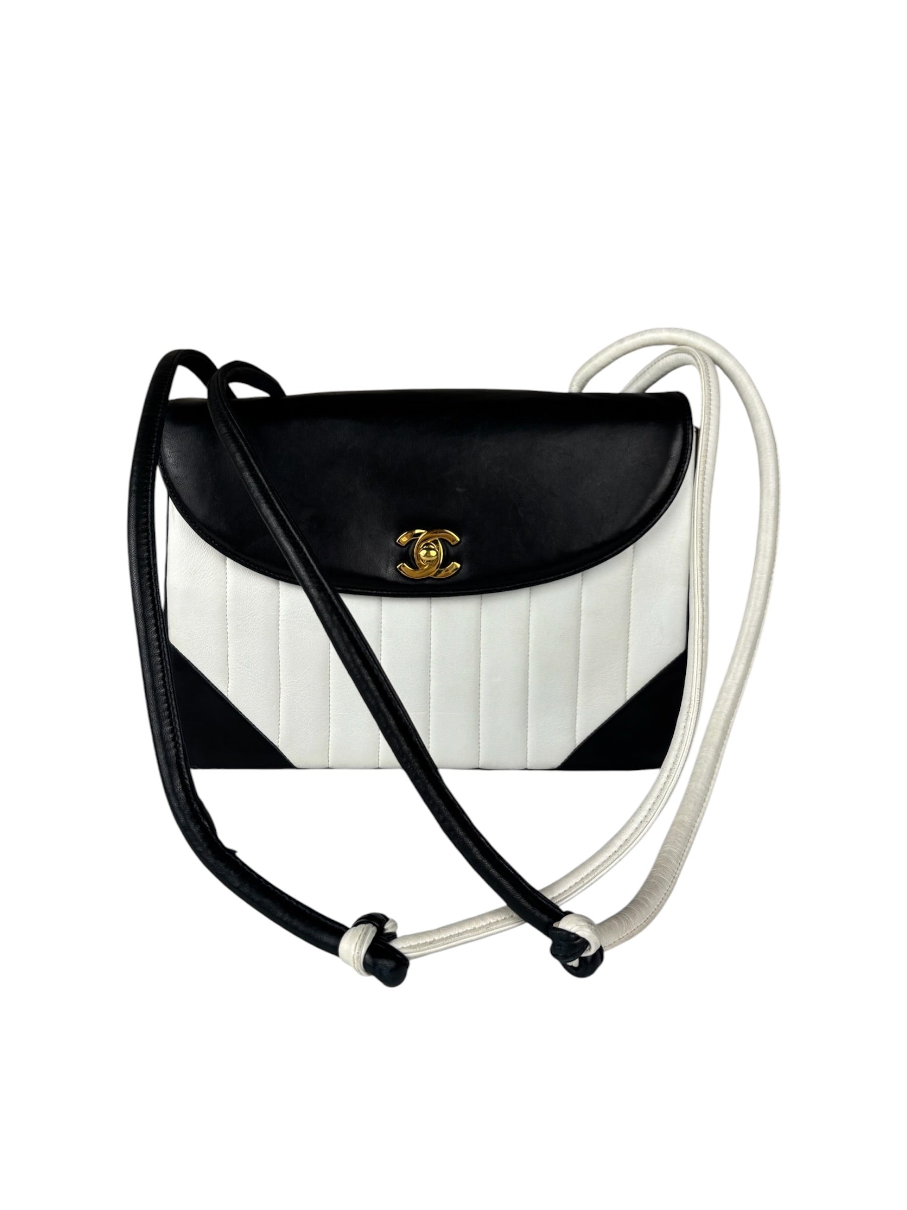 Chanel Black/White Leather Shoulder/Tote Bag 2017
