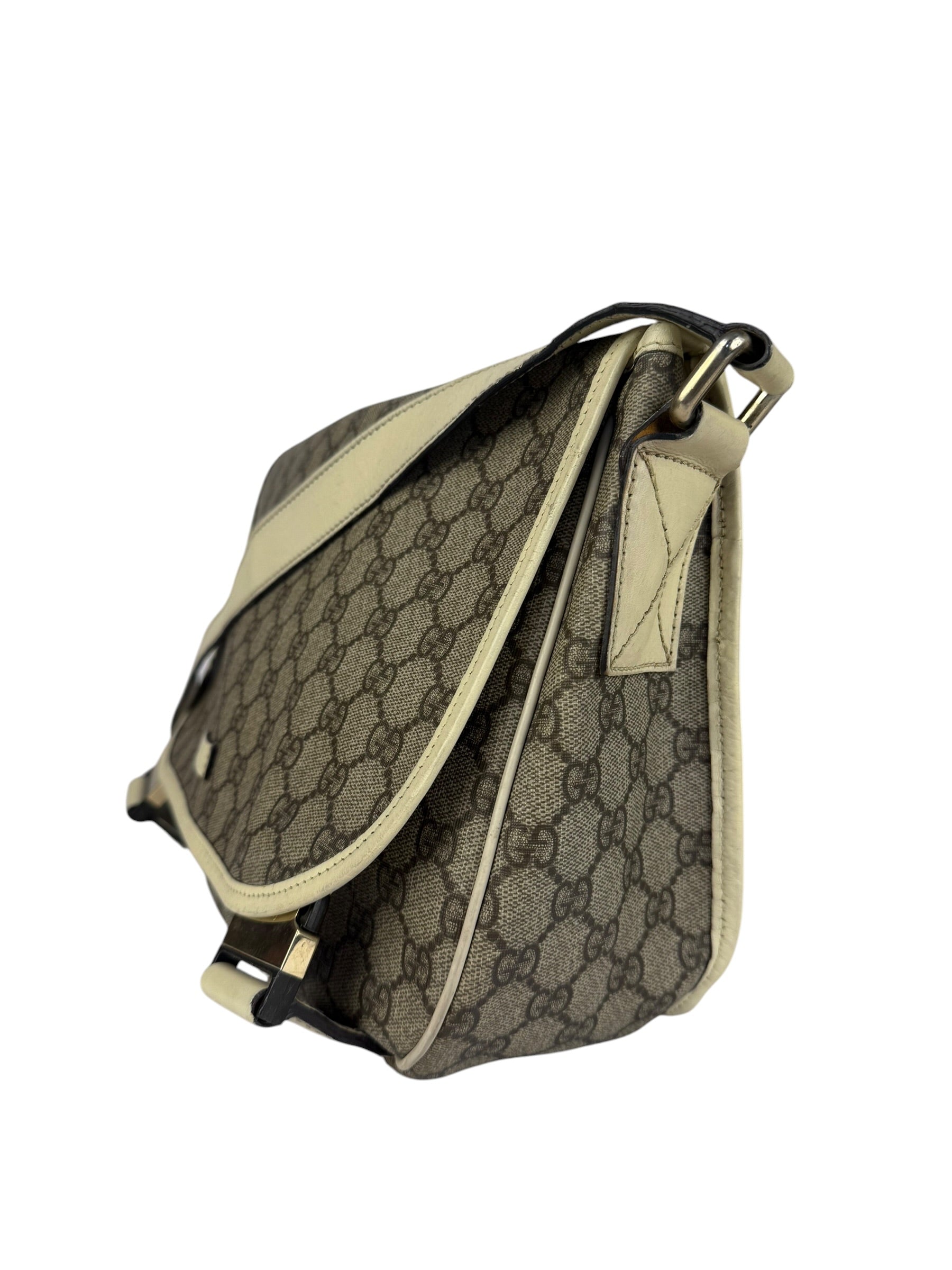 Gucci GG Leather Lined Flap Messenger Bag