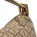 Fendi Rose Beige  Leather Trim Zucca Baguette