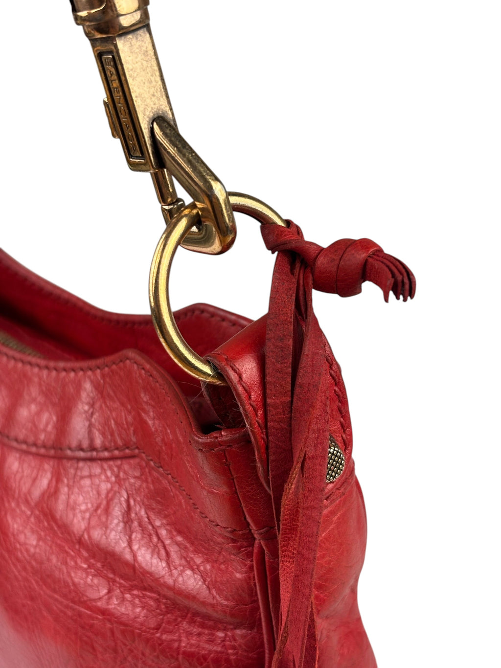 Balenciaga Red Lambskin Motor Cycle Crossbody Bag