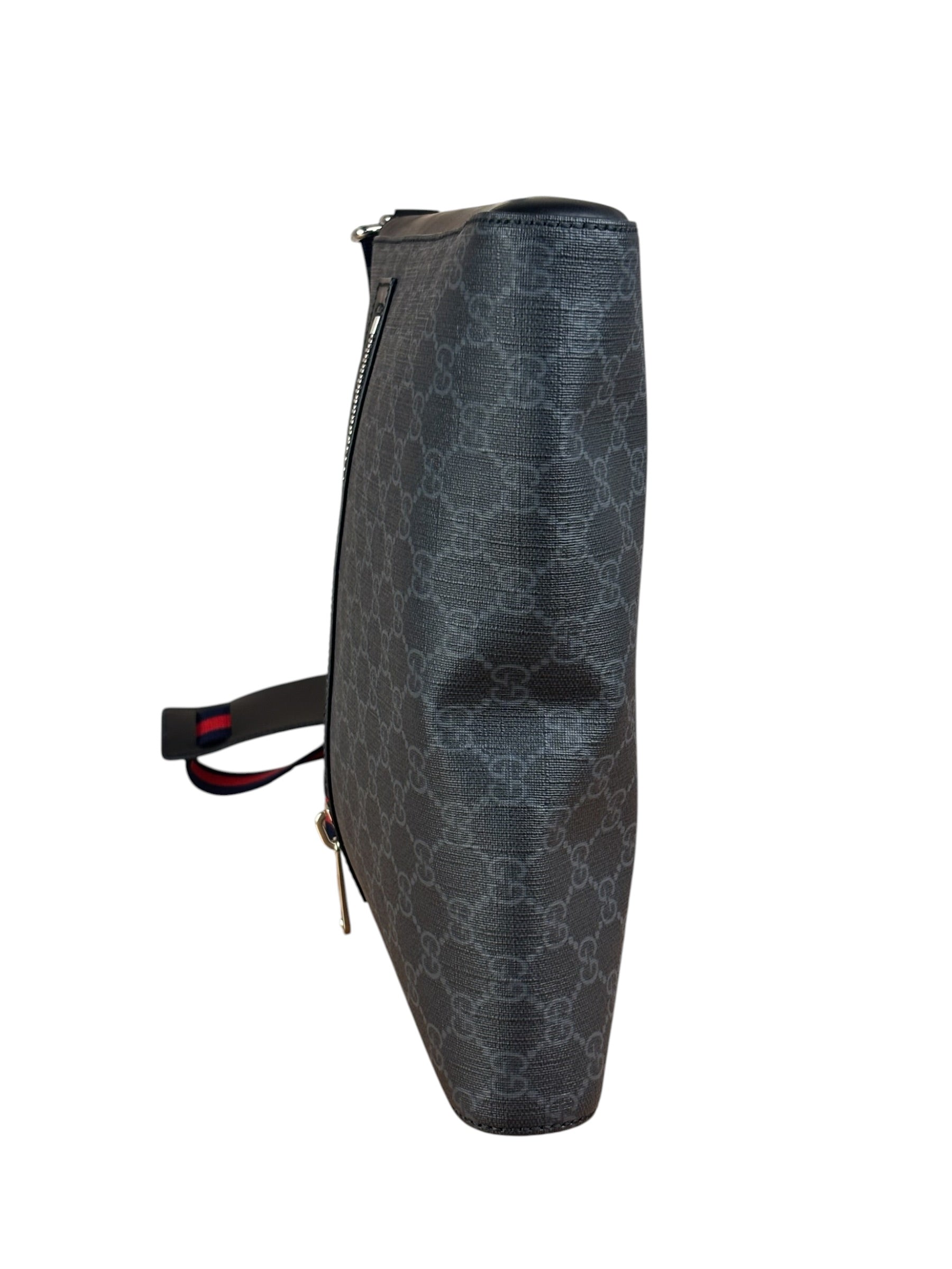 Gucci Grey/Black Leather Trim GG Supreme Canvas Crossbody Bag