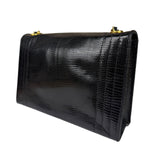 Chanel Black Lizard Leather Envelope Flap Bag 1986