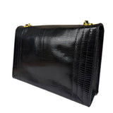 Chanel Black Lizard Leather Envelope Flap Bag 1986