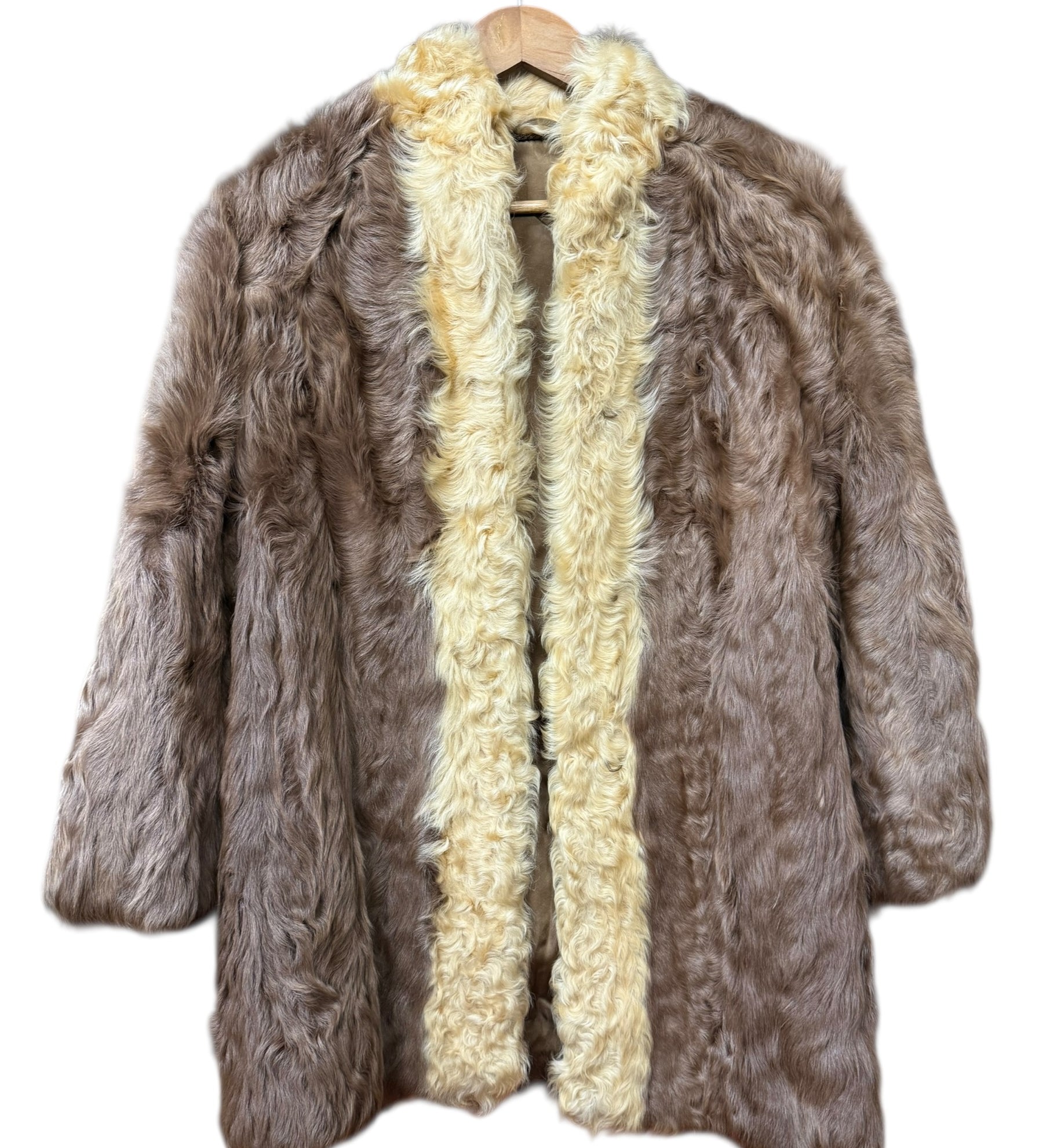 Vintage Brown/Ivory Fur Mid Length Coat