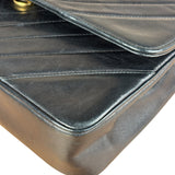 Chanel Vintage Black Chevron Flap Shoulder Bag- Late 1990's
