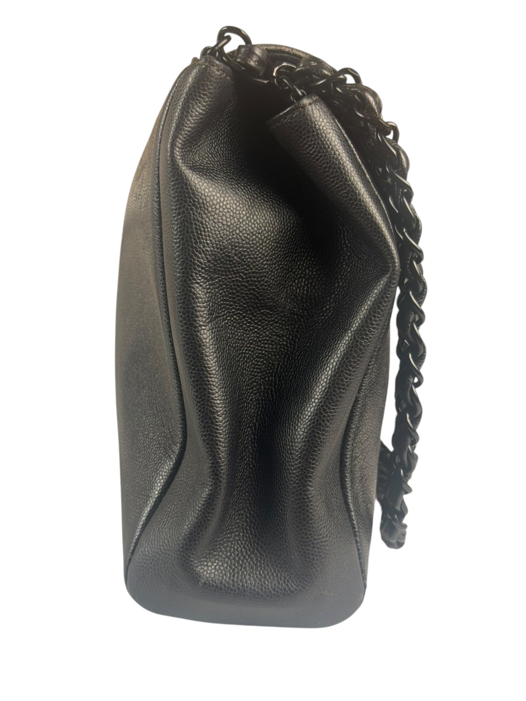 Chanel Black Pebbled Leather Curved Flap 1997