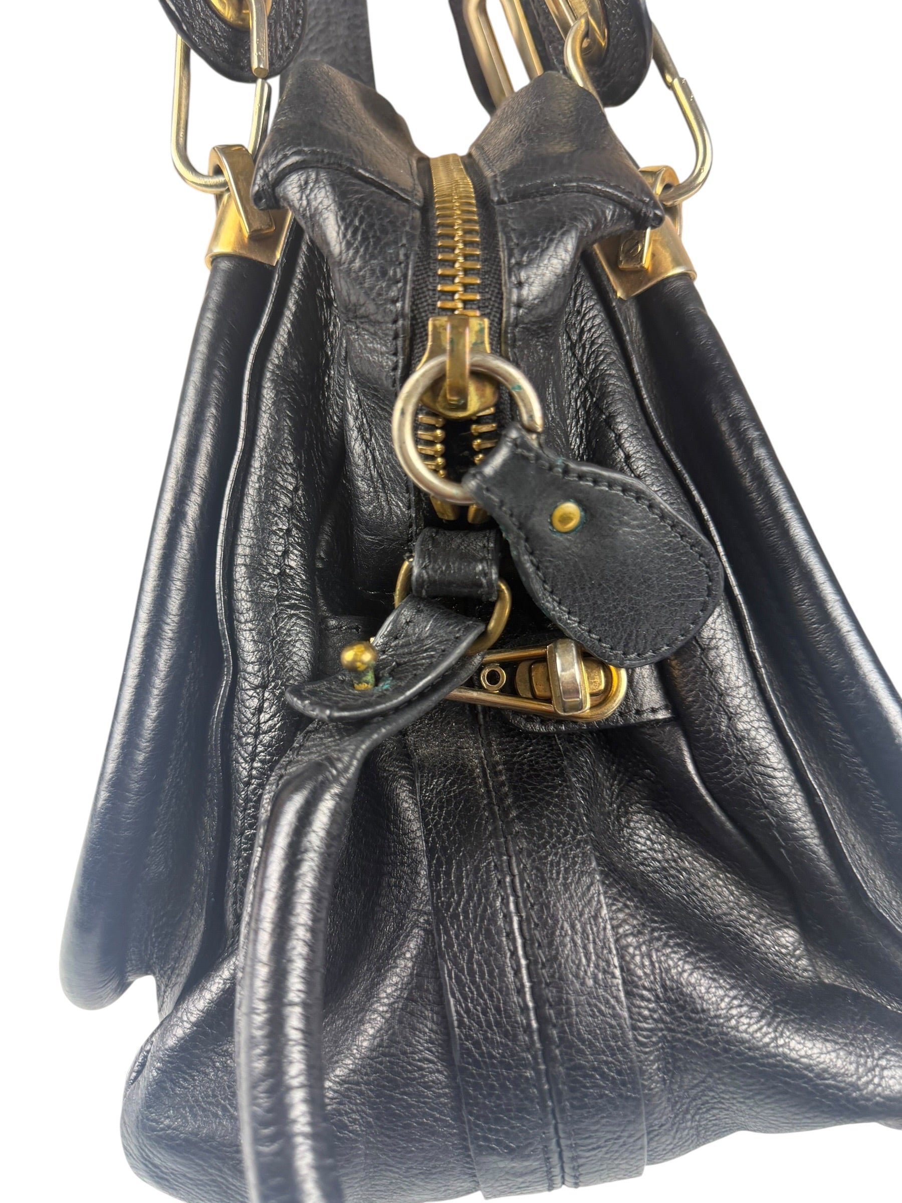 Chloe Black Leather Paraty Shoulder Bag