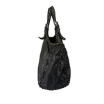 Bottega Veneta Dark Grey Leather Studded Shoulder Bag