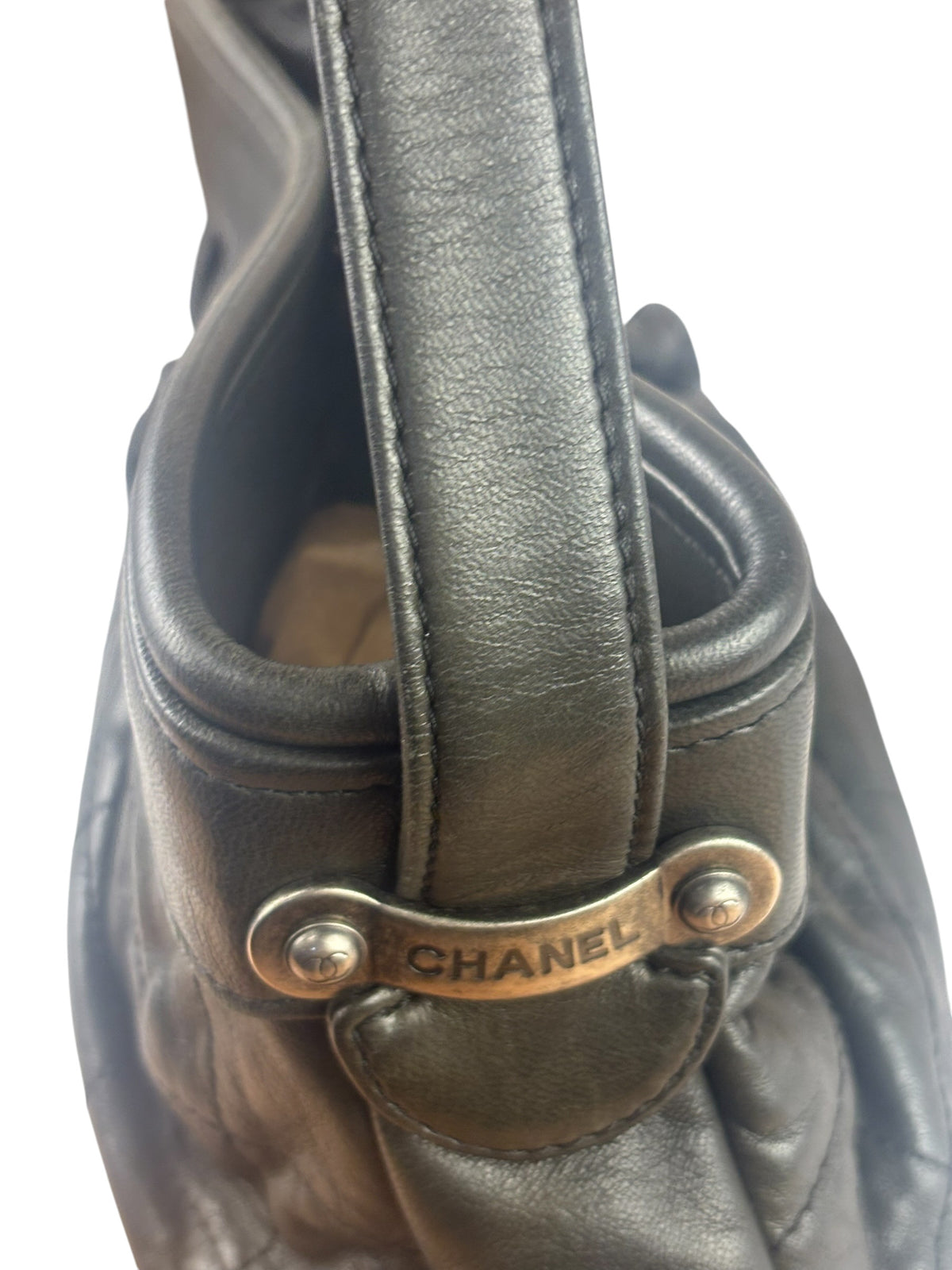 Chanel Grey Quilted Leather Tote Bag 2006