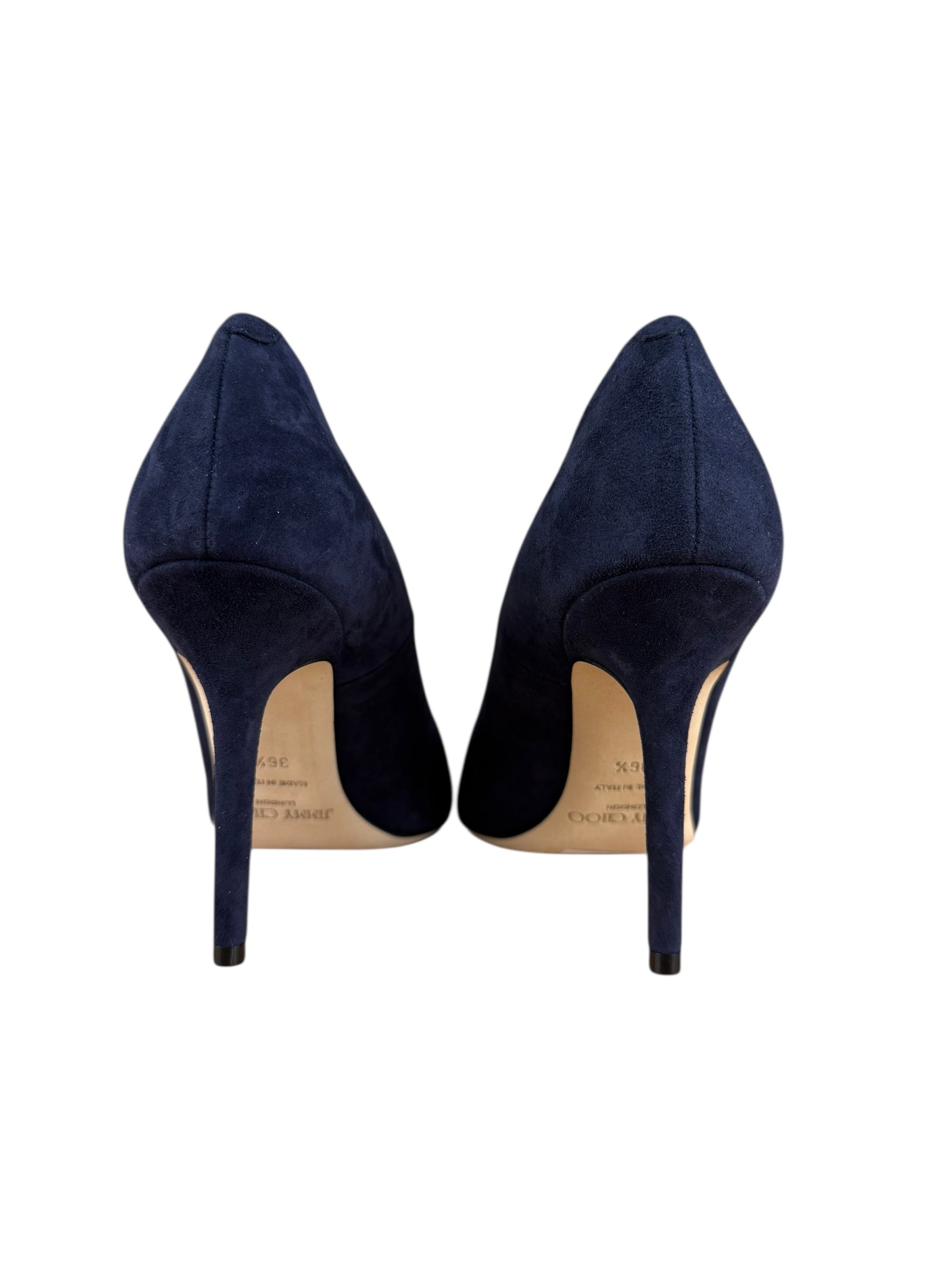 Jimmy Choo Romy Navy Blue Suede Pointed Toe Pumps