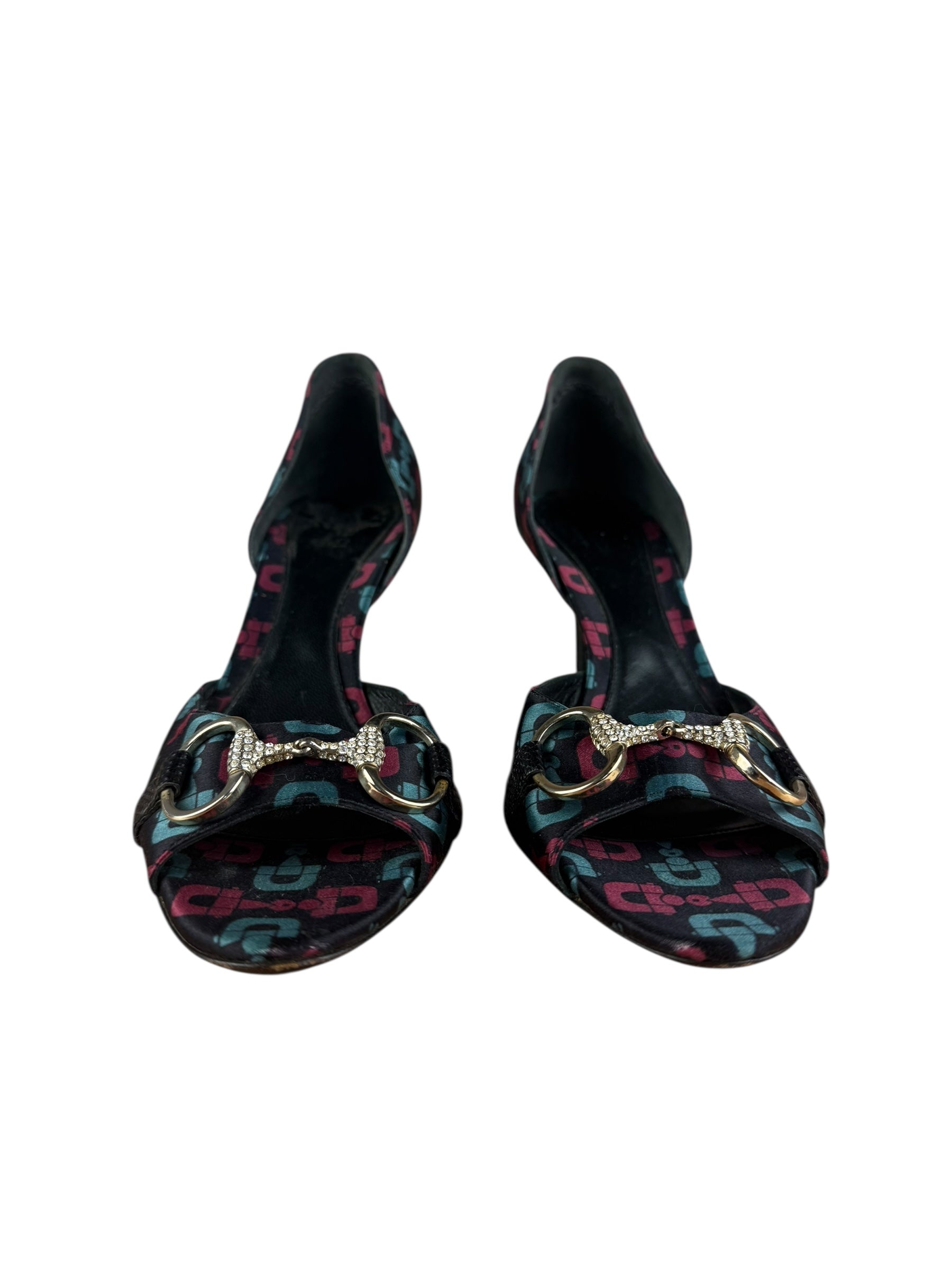 Gucci Vintage Horsebit Open Toe Pumps