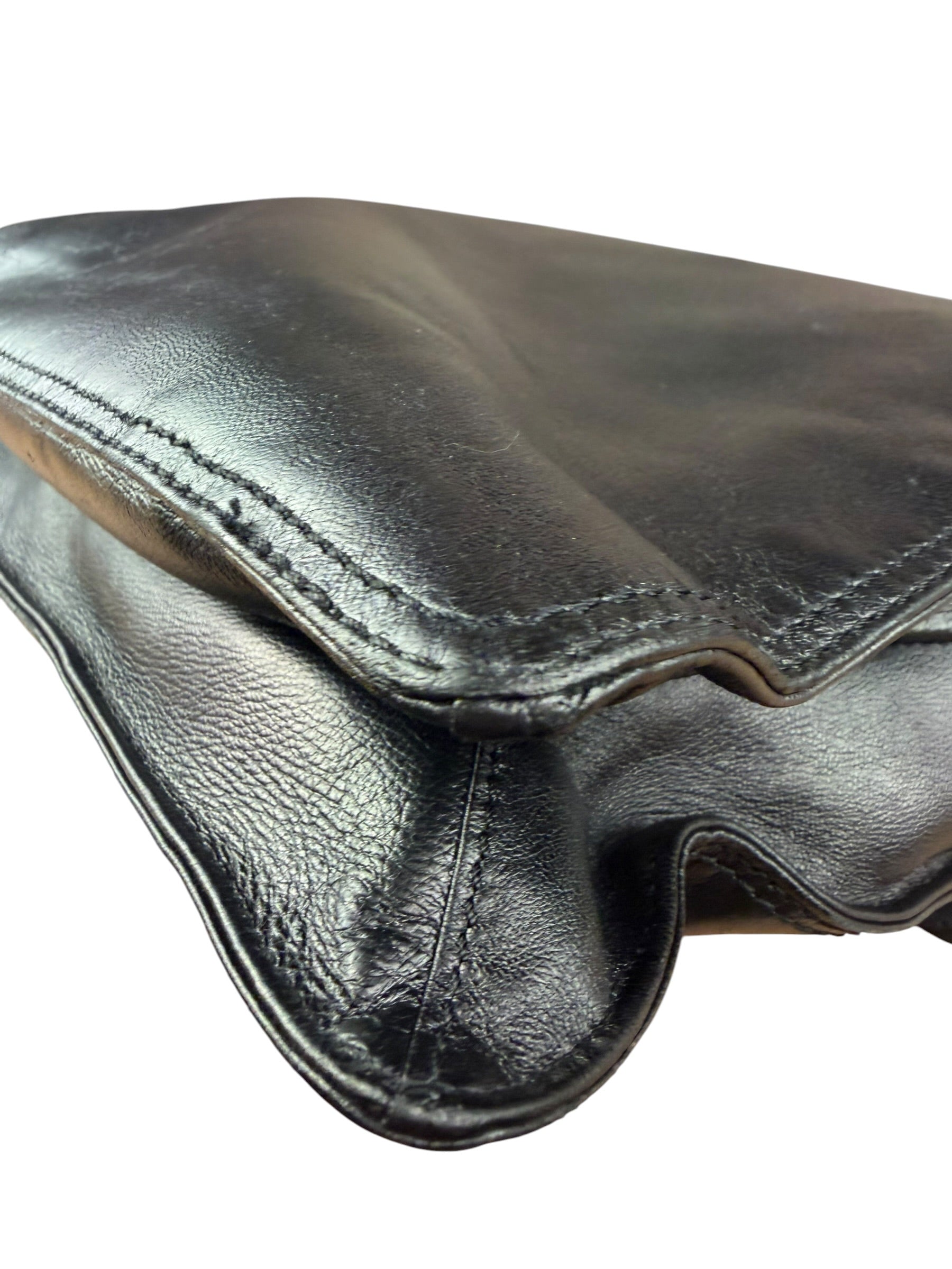 Chanel Vintage Black Leather Flap Crossbody Messenger Bag 1997