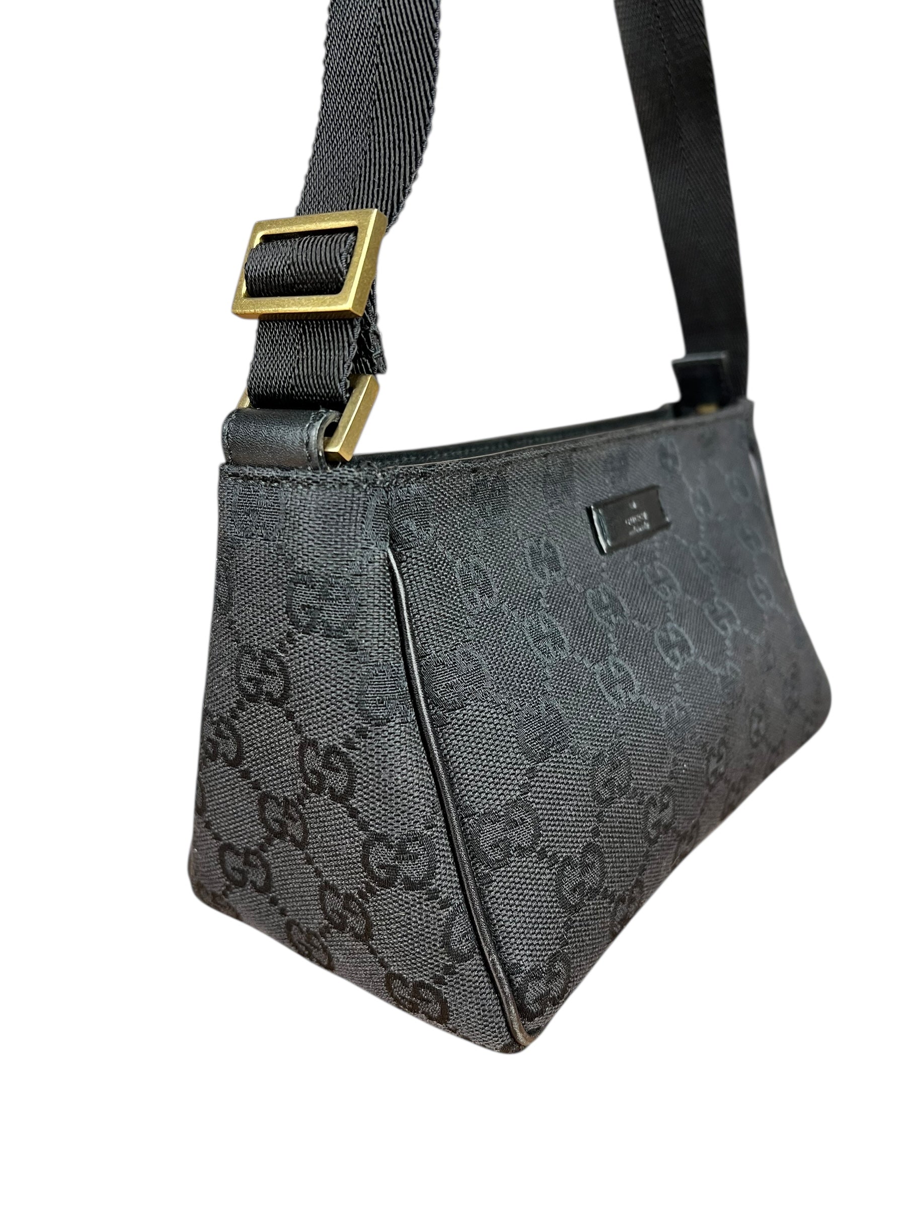 Gucci Vintage GG Black Canvas Pochette