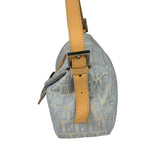 Fendi Leather Light Blue Trim Zucca Baguette