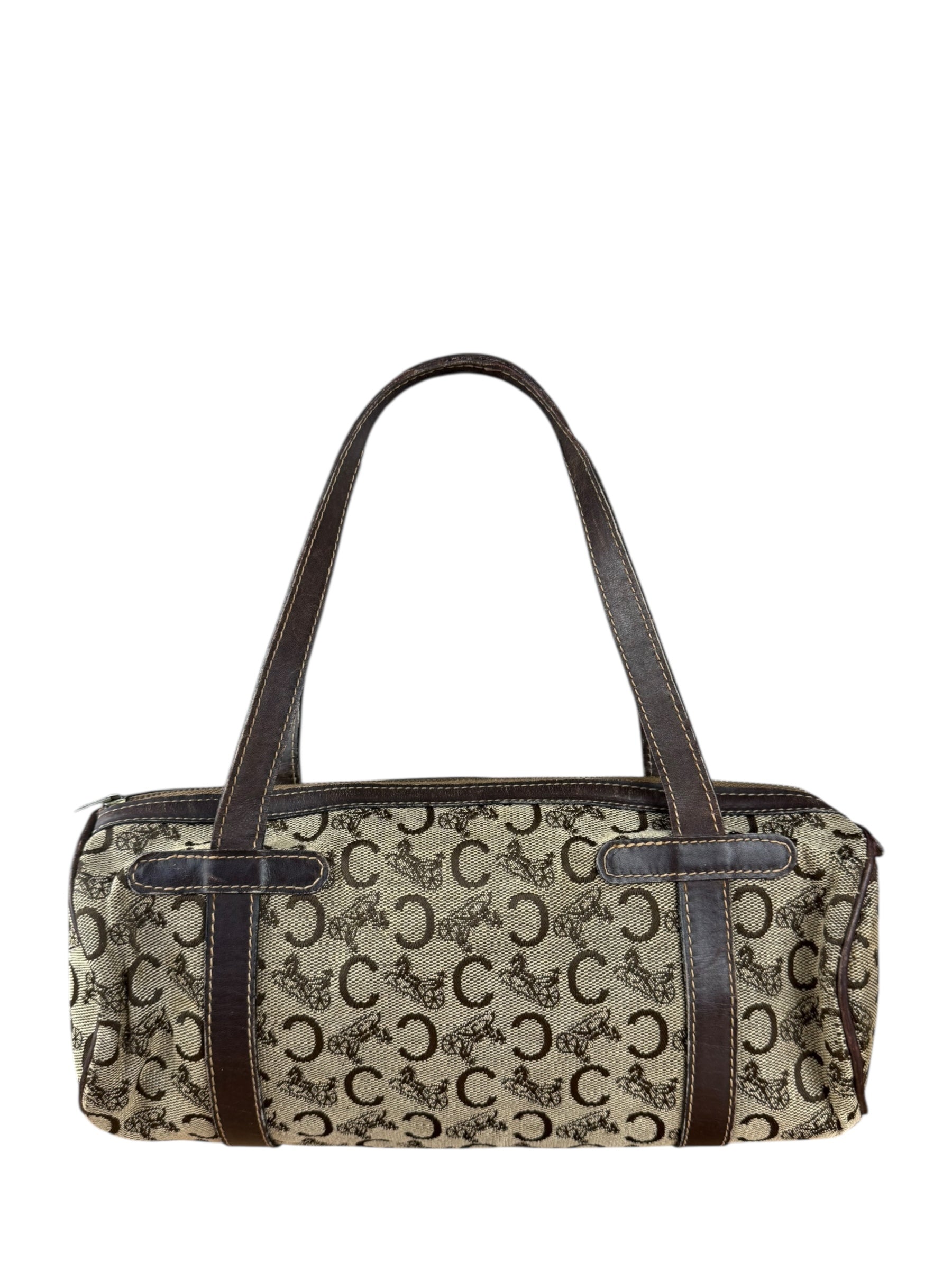 Celine Vintage Macadam Canvas Barrel Bag