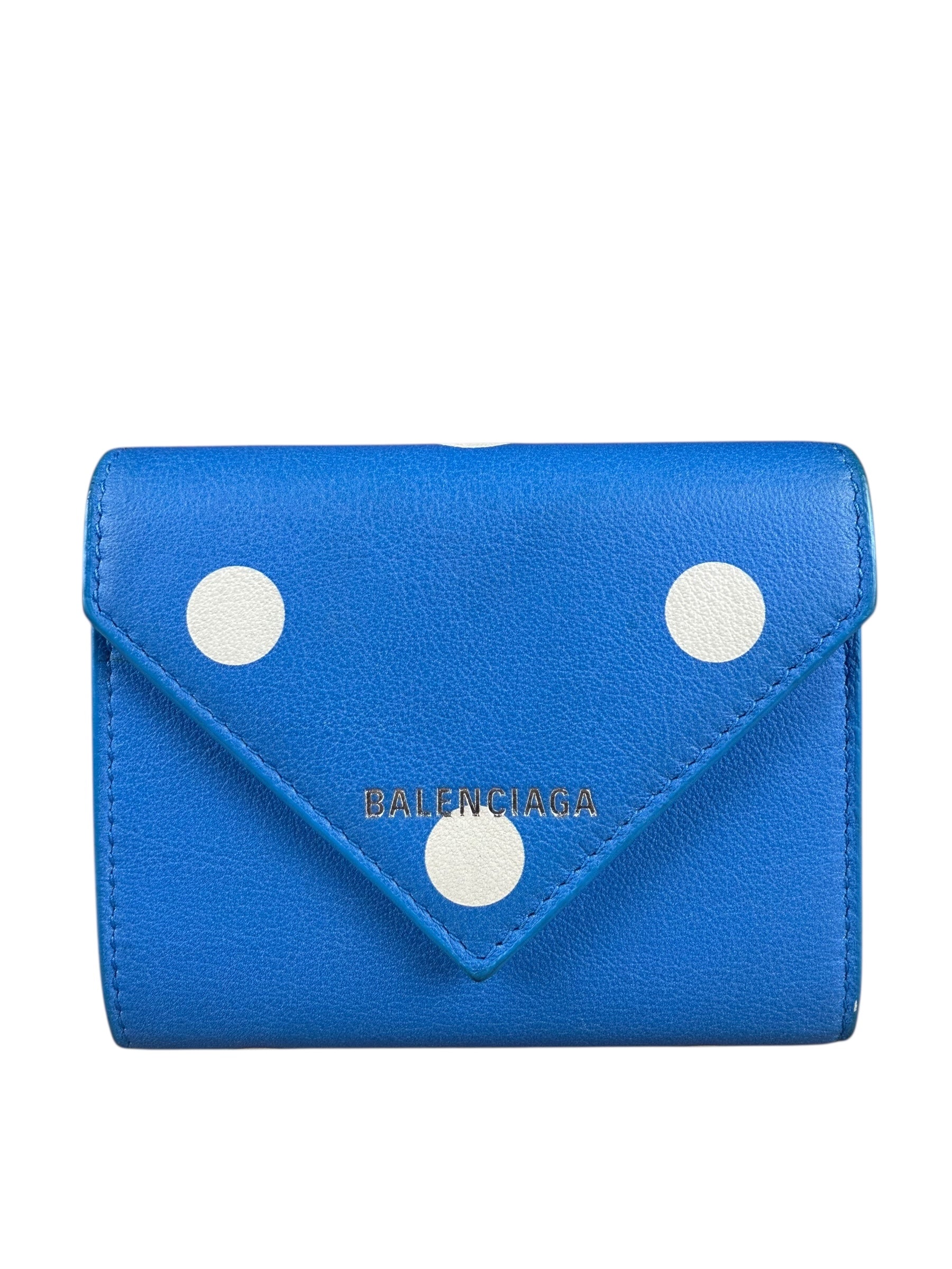 Balenciaga Blue Polka Dot Tri-Fold Wallet