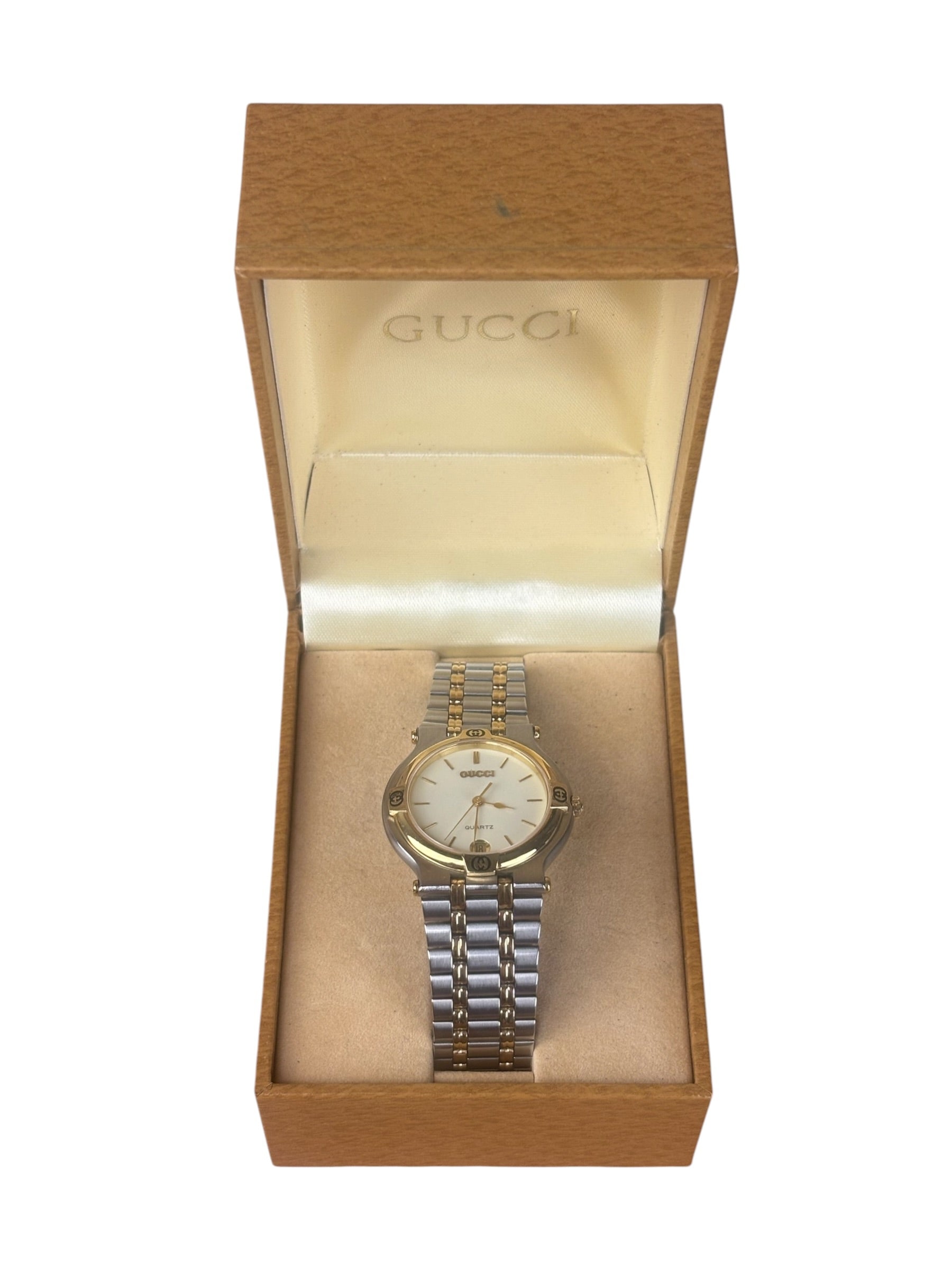 Gucci 9000L 2Tone Cream Stick Dial