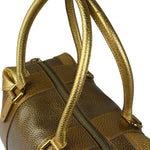 Fendi Metalic Gold Patent Pebbled Leather Media Boston Bag