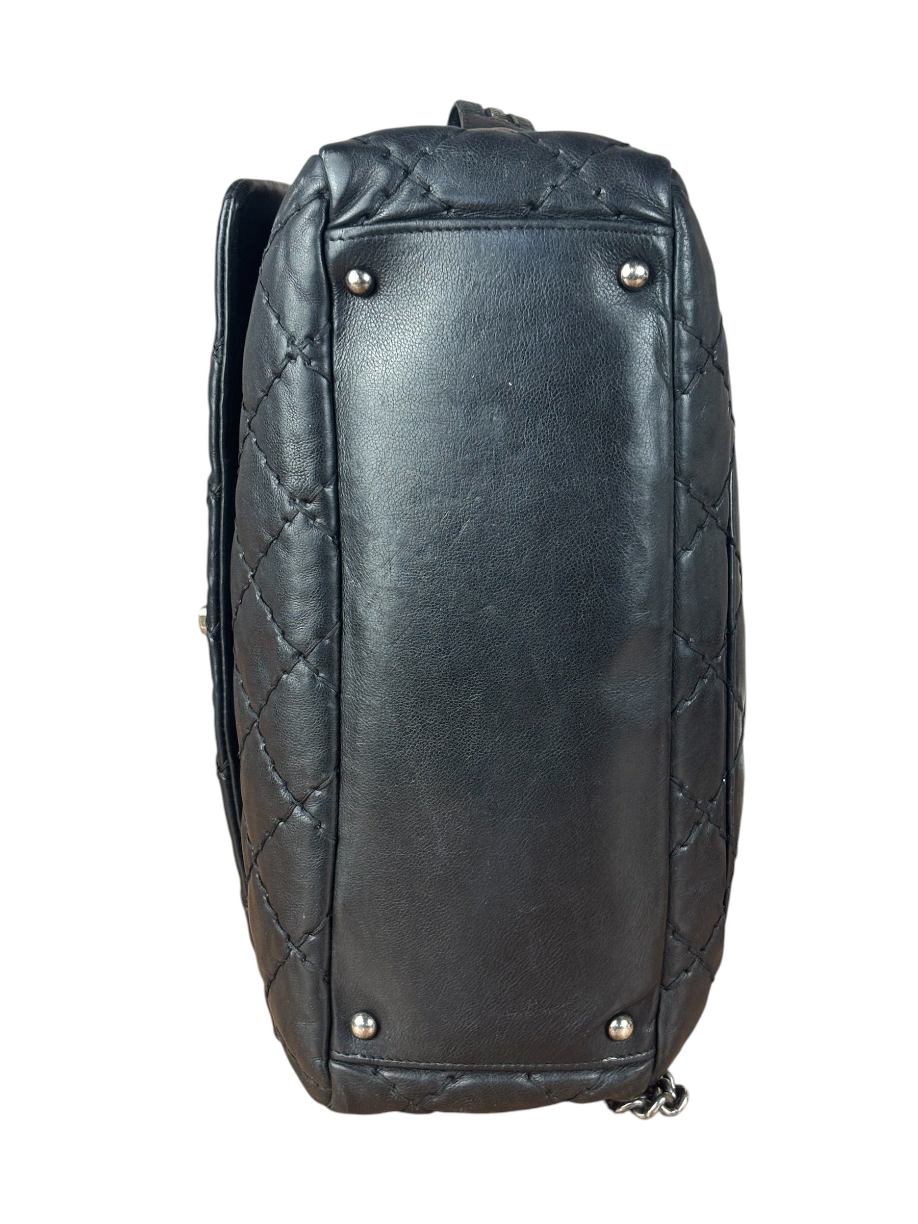 Chanel Black Leather Paris Moscow Flap/Chain Shoulder Bag 2005