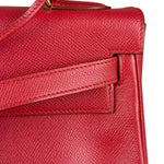 Hermes Kelly 32 Courchevel Rouge Vif Gold Handbag 1997