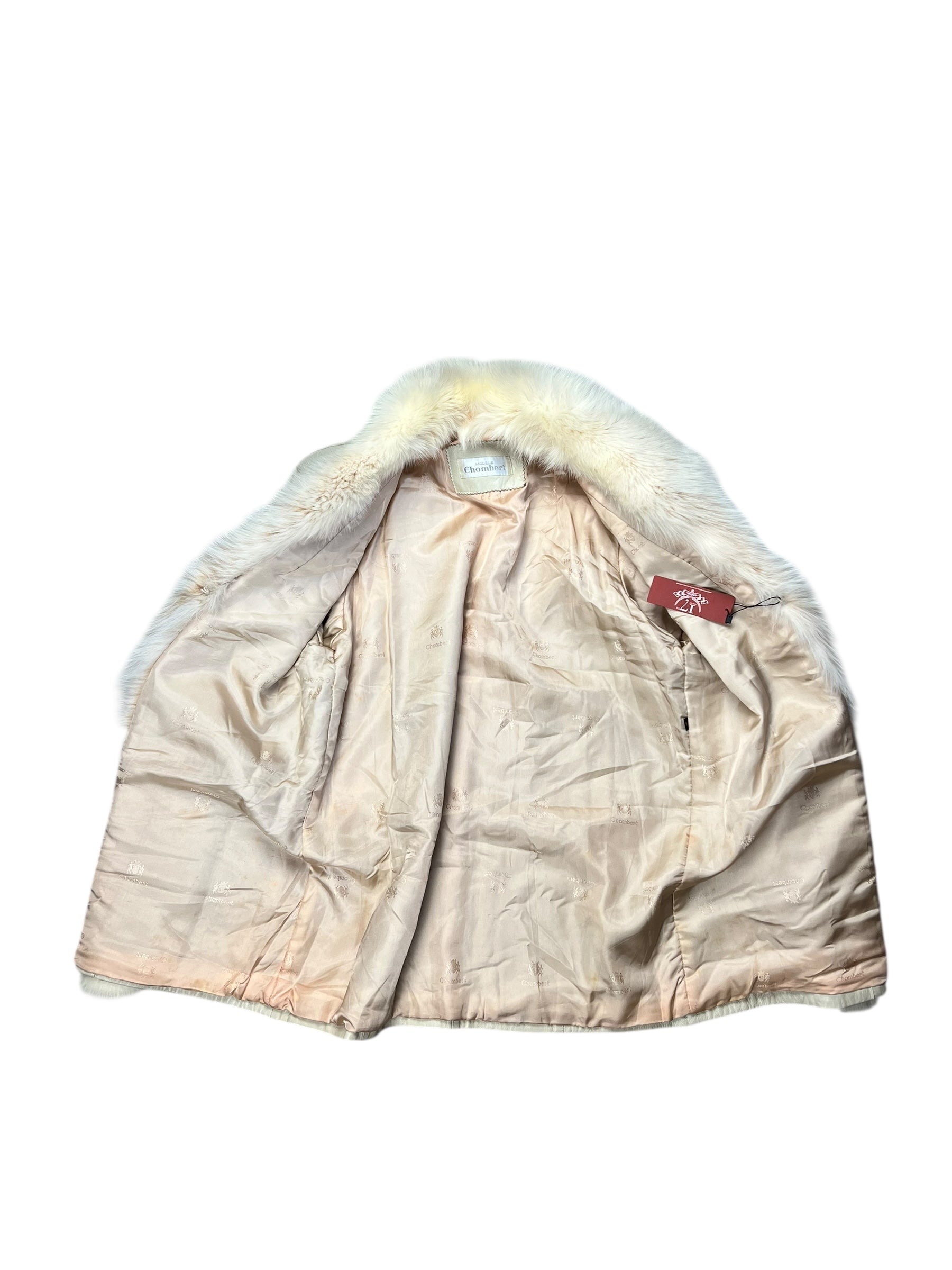 Modéle Chombert Leather Fur Lined Coat Ivory