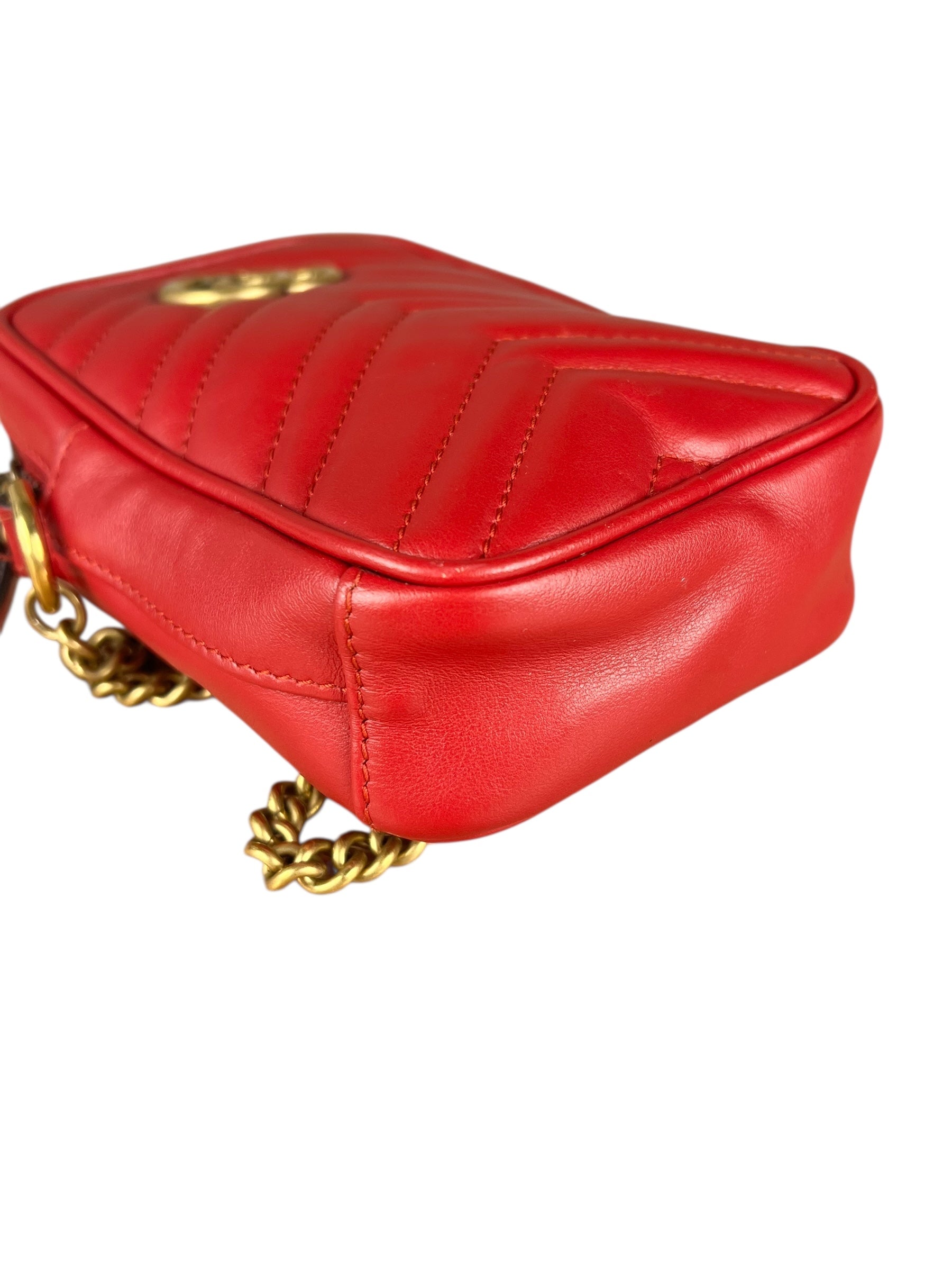 Gucci GG Marmont Vertical Phone Crossbody Bag Red