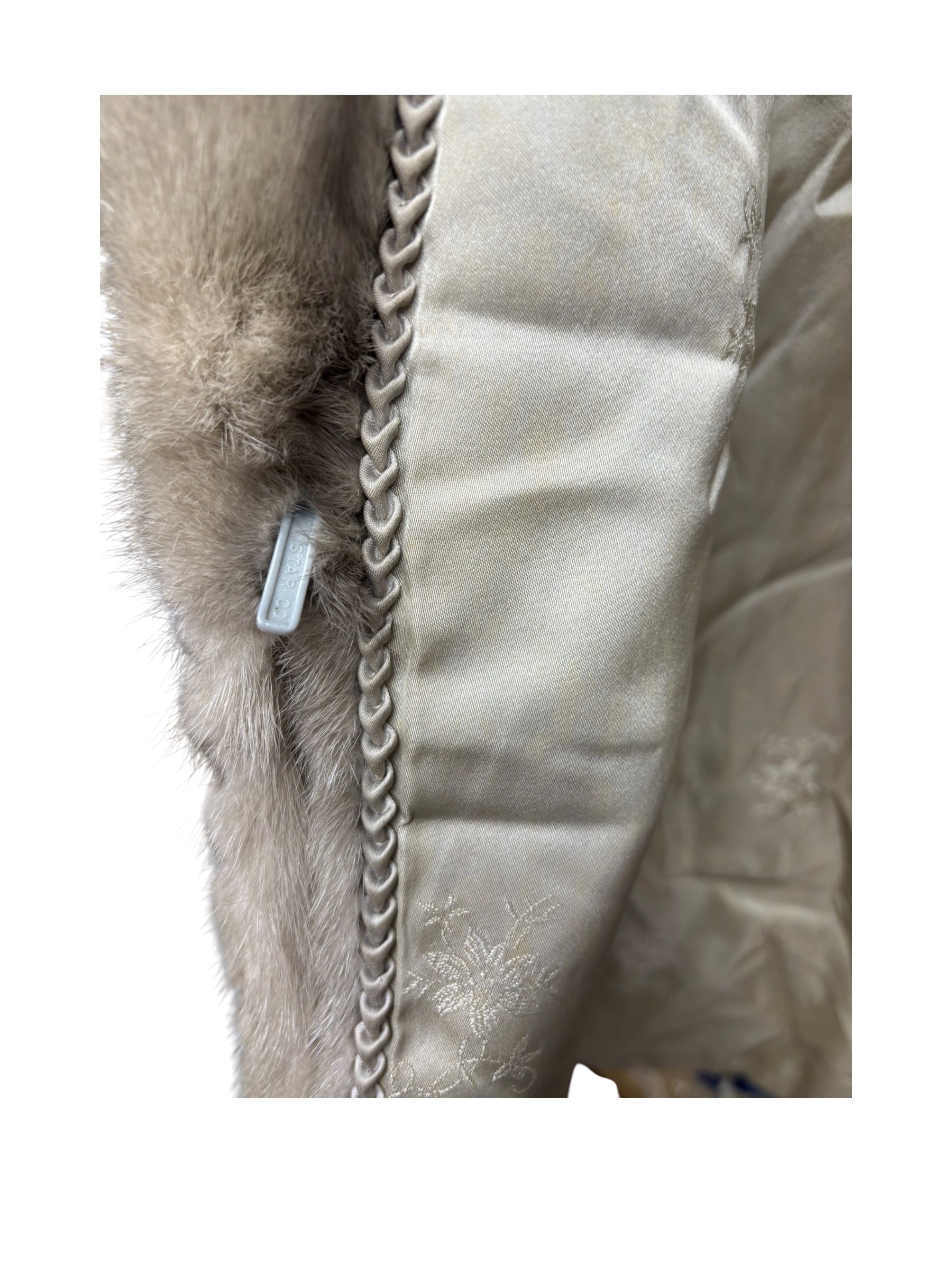 Vintage Light Grey Chevron Patterned Mink Coat