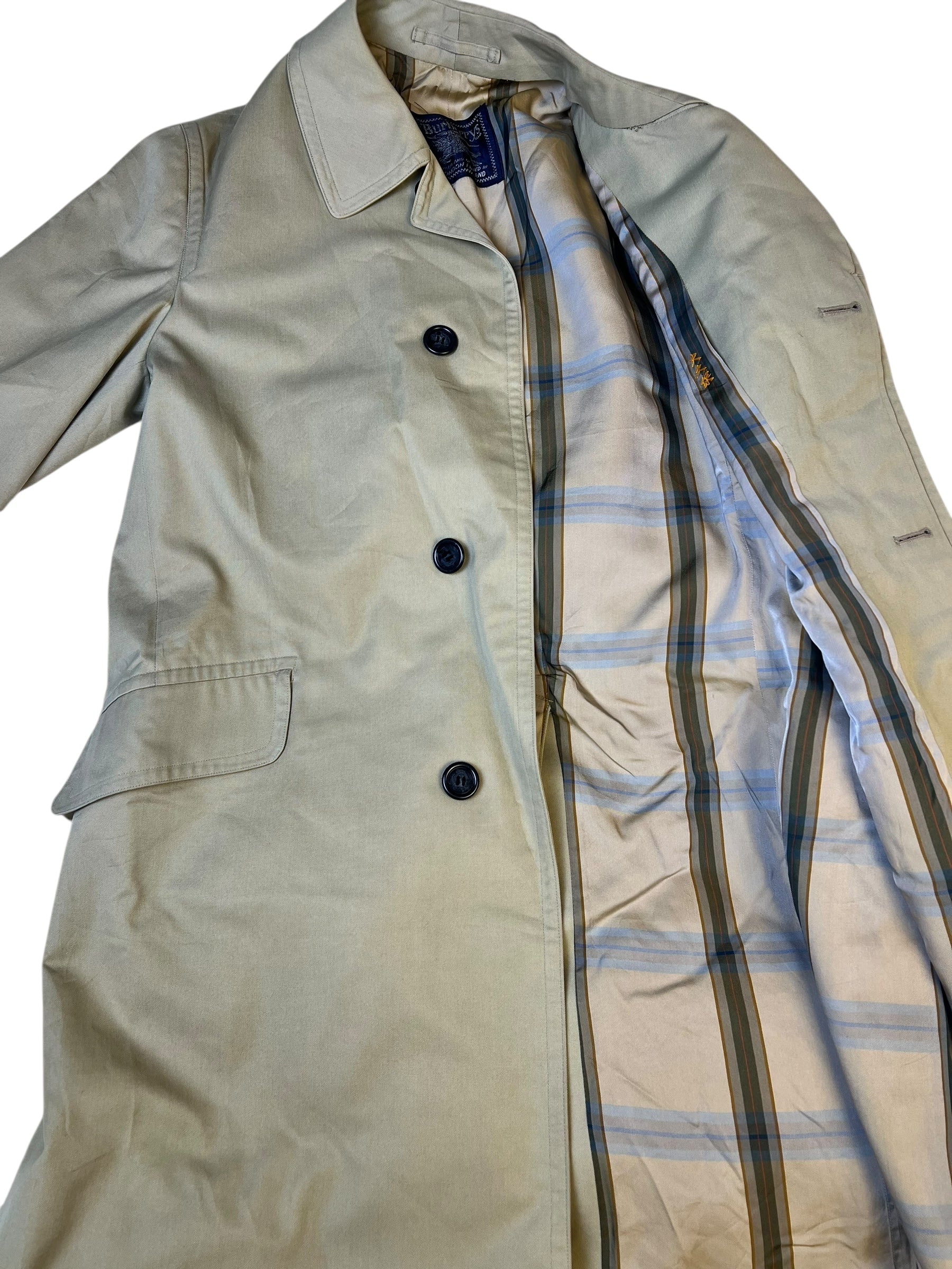 Burberry Vintage Khaki Plaid Lined Coat