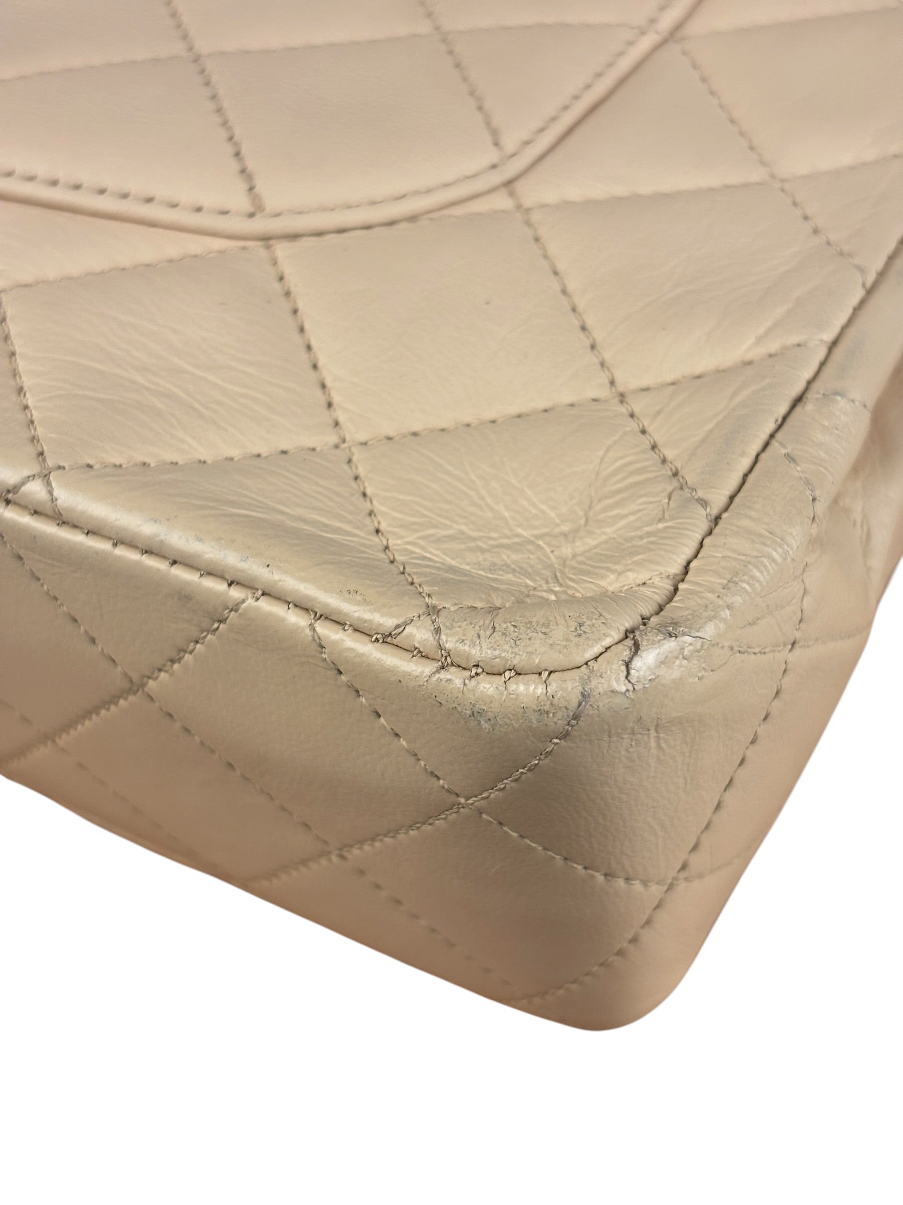 Chanel Beige Quilted CC Vintage Double Flap Bag 90s