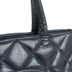 Chanel Vintage CC Black Quilted Caviar Leather Medallion Tote Bag 2002