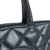 Chanel Vintage CC Black Quilted Caviar Leather Medallion Tote Bag 2002